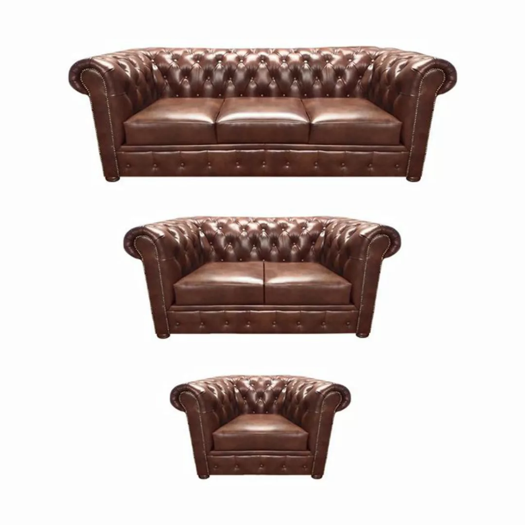 JVmoebel Chesterfield-Sofa Chestefield Sofa Set Couch Leder Designer Leder günstig online kaufen