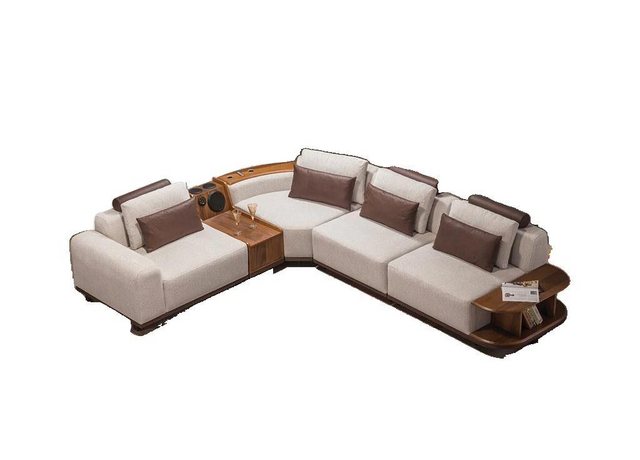 JVmoebel Ecksofa Beiges Modulsofa Designer Ecksofas Wohnzimmer Polster Couc günstig online kaufen