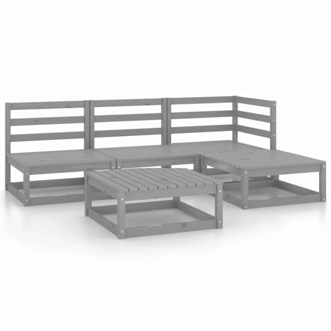 5-tlg. Garten-lounge-set Grau Kiefer Massivholz günstig online kaufen