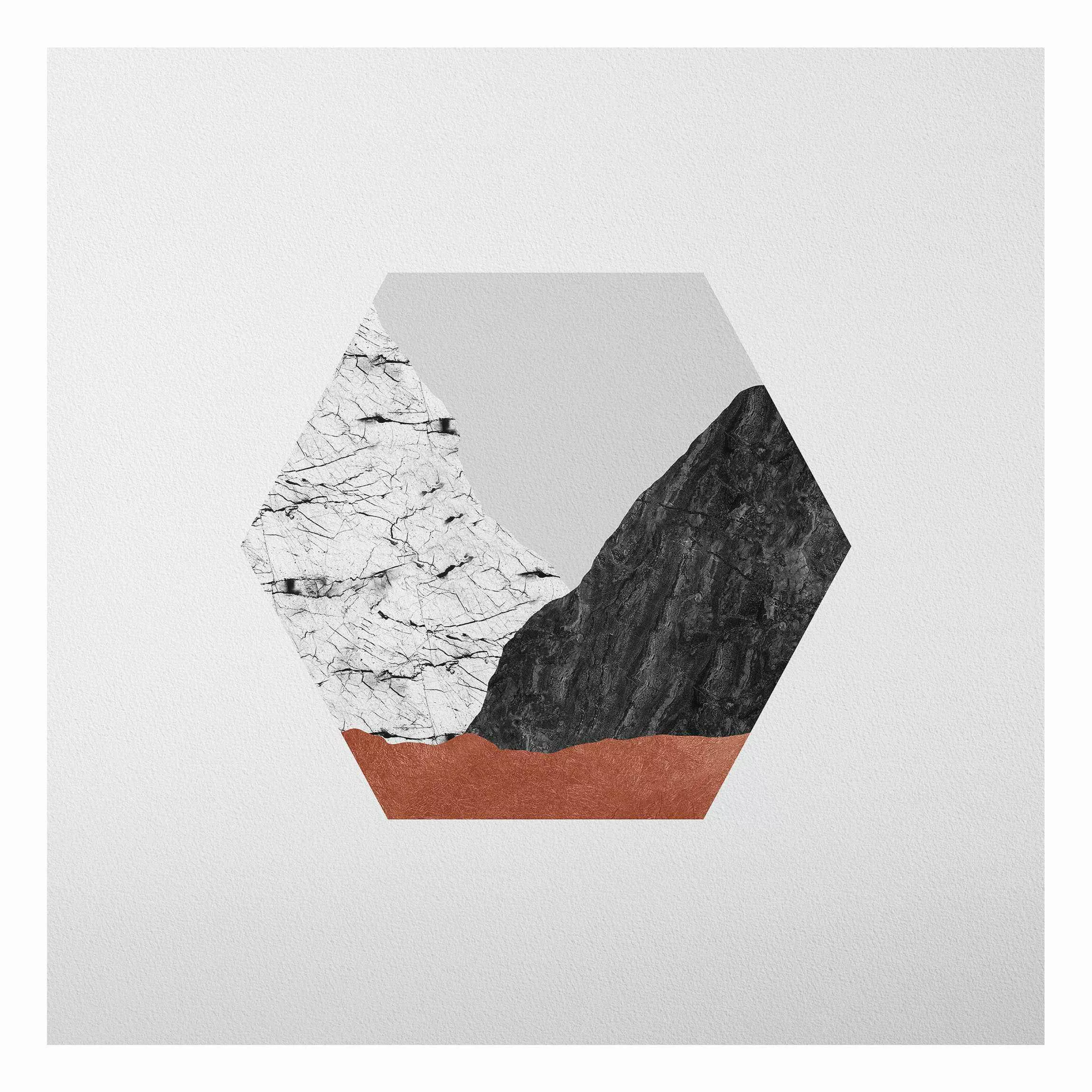 Alu-Dibond Bild Kupferberge Geometrie im Hexagon günstig online kaufen