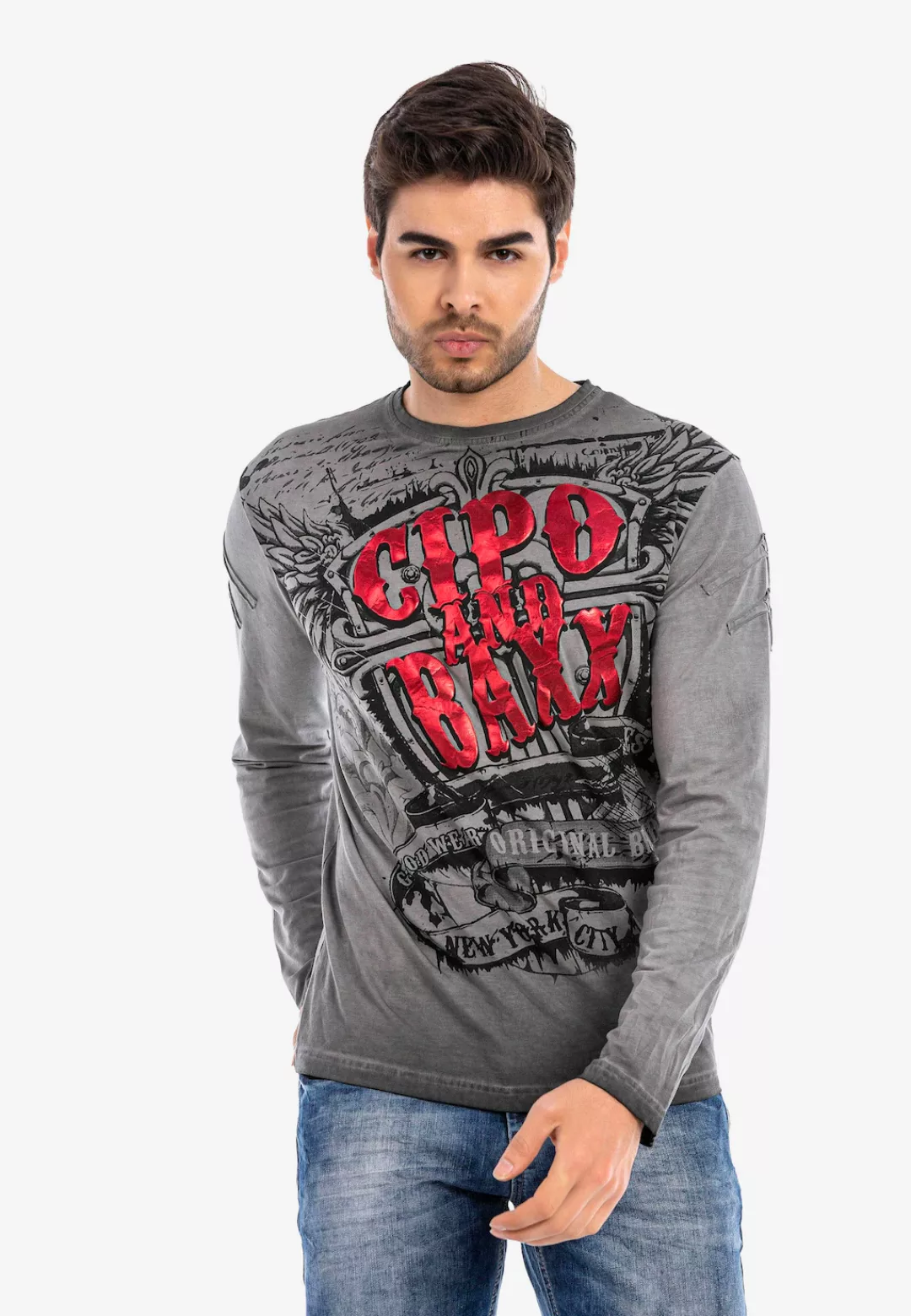 Cipo & Baxx Langarmshirt, mit großem Aufdruck günstig online kaufen