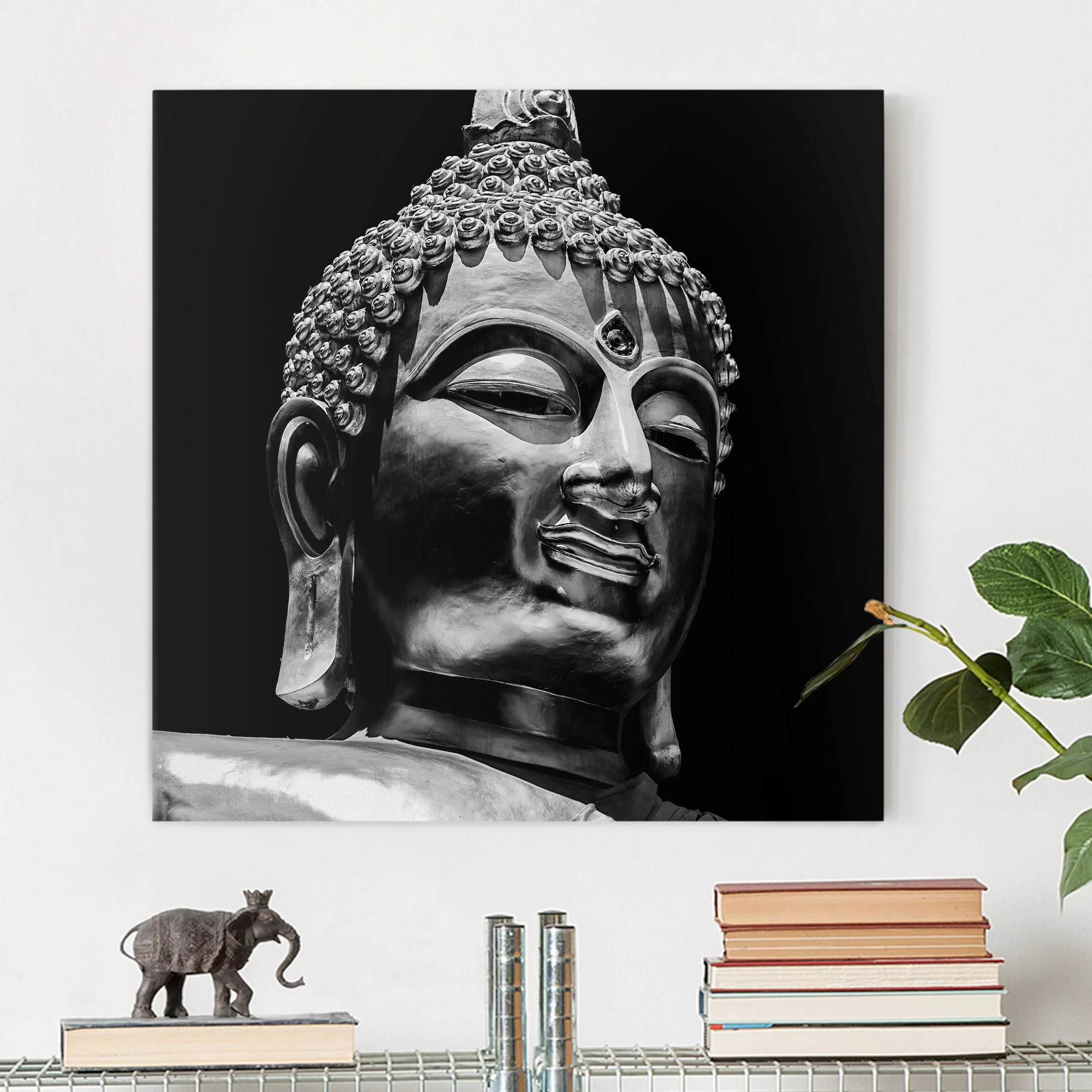 Leinwandbild Buddha Statue Gesicht günstig online kaufen