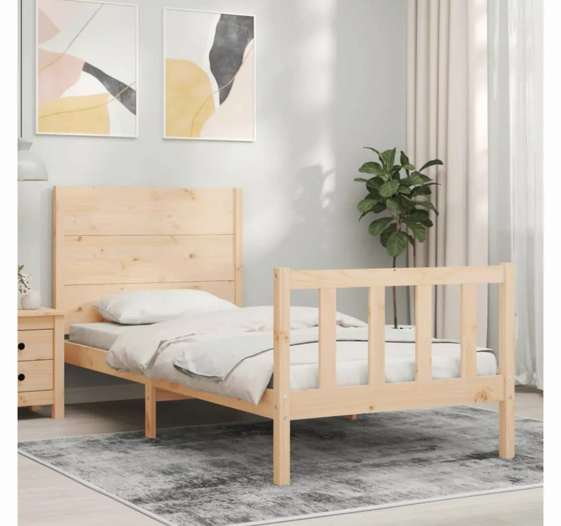 vidaXL Bettgestell Massivholzbett mit Kopfteil 100x200 cm Bett Bettgestell günstig online kaufen