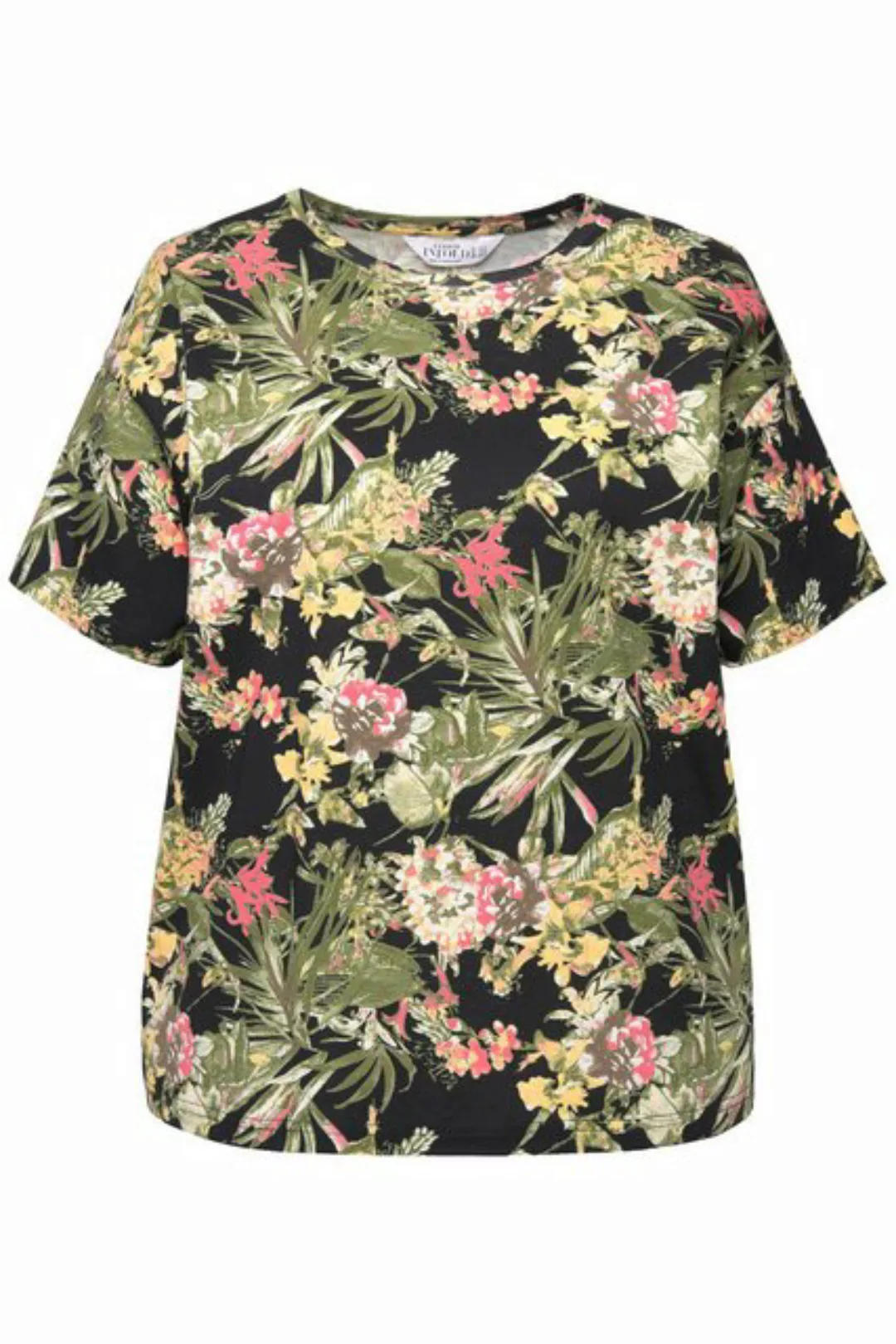 Studio Untold Rundhalsshirt Oversized-Shirt Tropical-Print Rundhals Halbarm günstig online kaufen