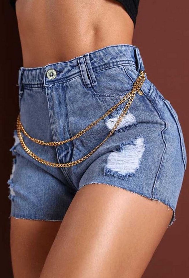 SEGUEN Jeansshorts Sommer hohe Taille Jeans-Shorts Frauen (Handgemachte dün günstig online kaufen