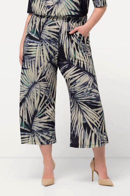 Ulla Popken Culotte Jersey-Culotte Palmenblätter weites Bein günstig online kaufen