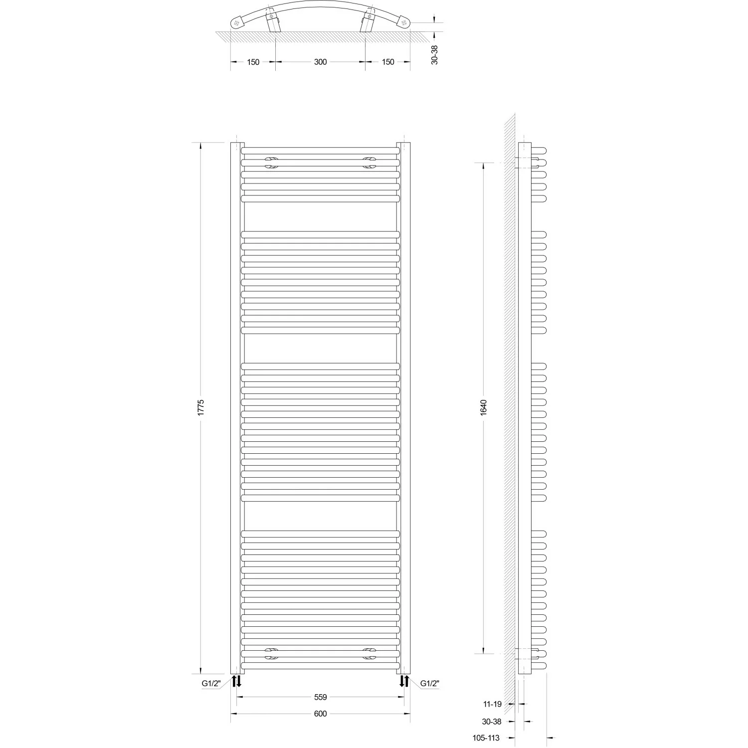 Schulte ExpressPlus Design-Heizkörper München Rund HxB 177,5 x 60 cm 1.028 günstig online kaufen