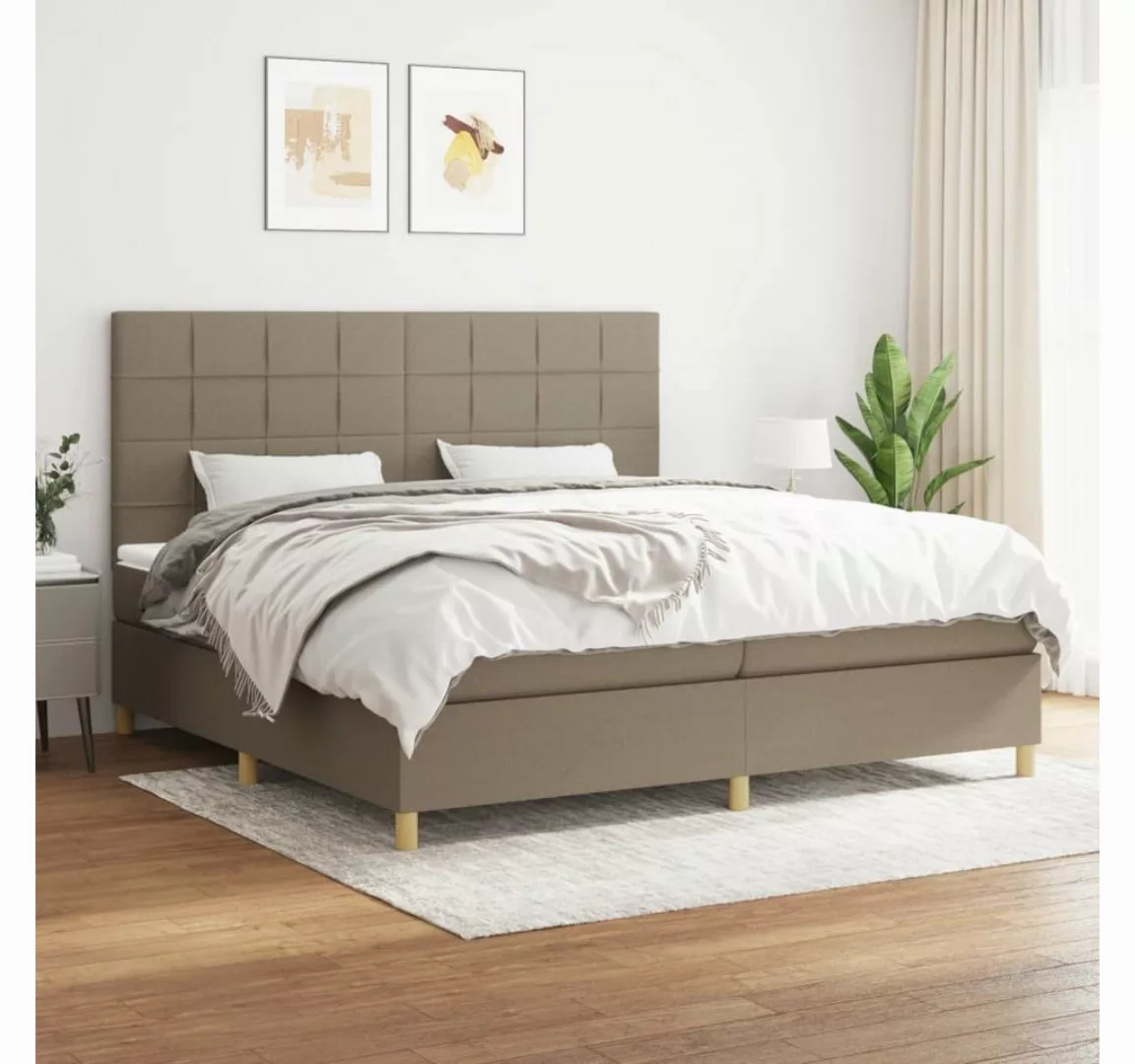 vidaXL Boxspringbett Boxspringbett mit Matratze Taupe 200x200 cm Stoff Bett günstig online kaufen