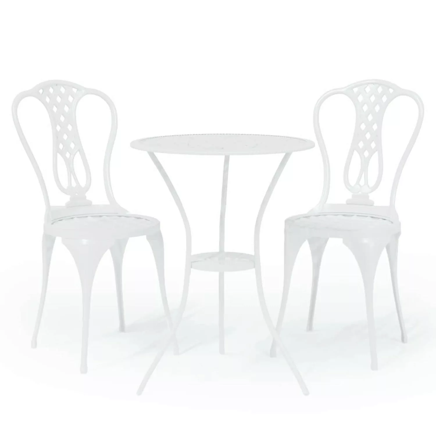 3-tlg. Bistro-set Aluminiumguss Weiß günstig online kaufen