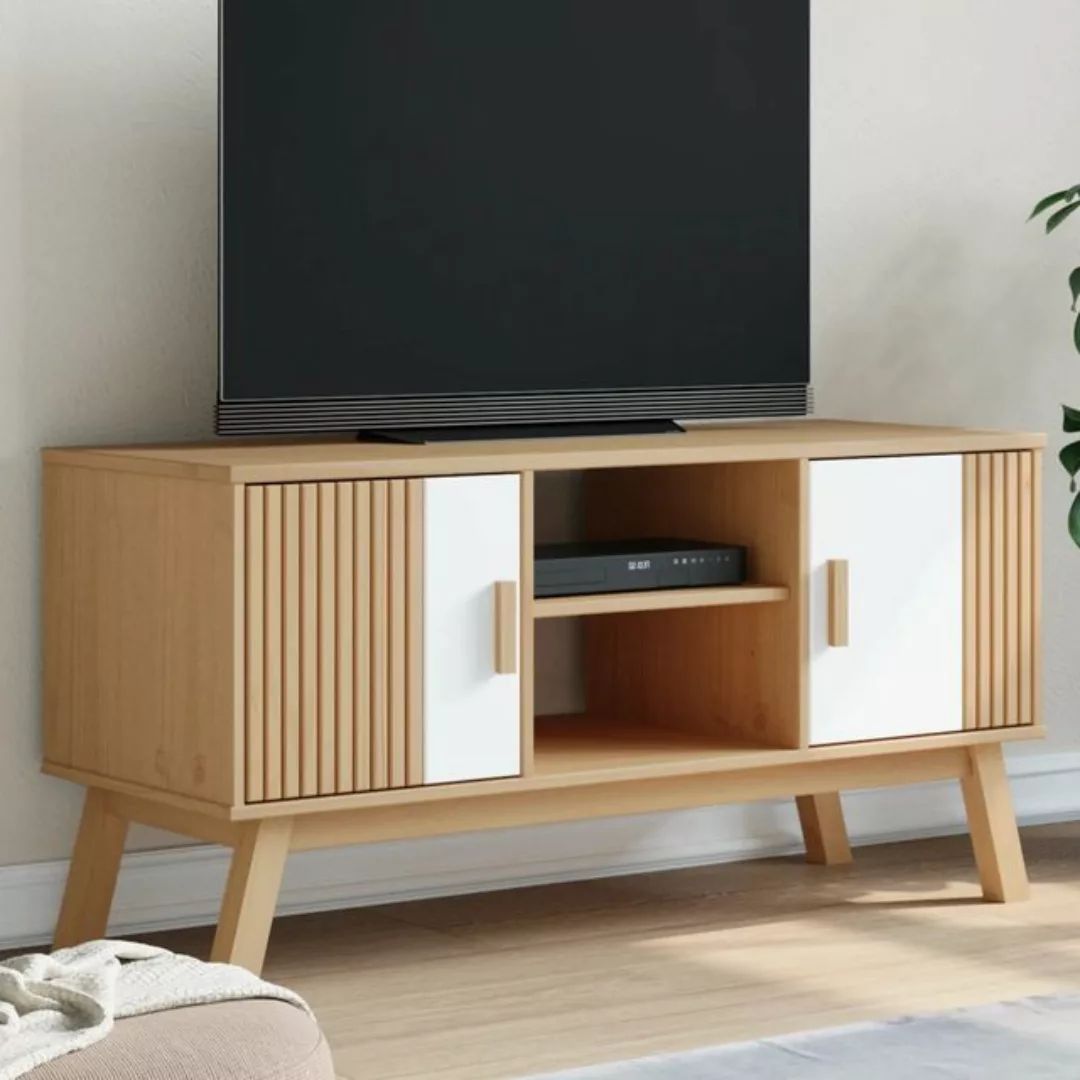 vidaXL TV-Schrank TV-Schrank OLDEN Weiß und Braun 114x43x57 cm Massivholz K günstig online kaufen