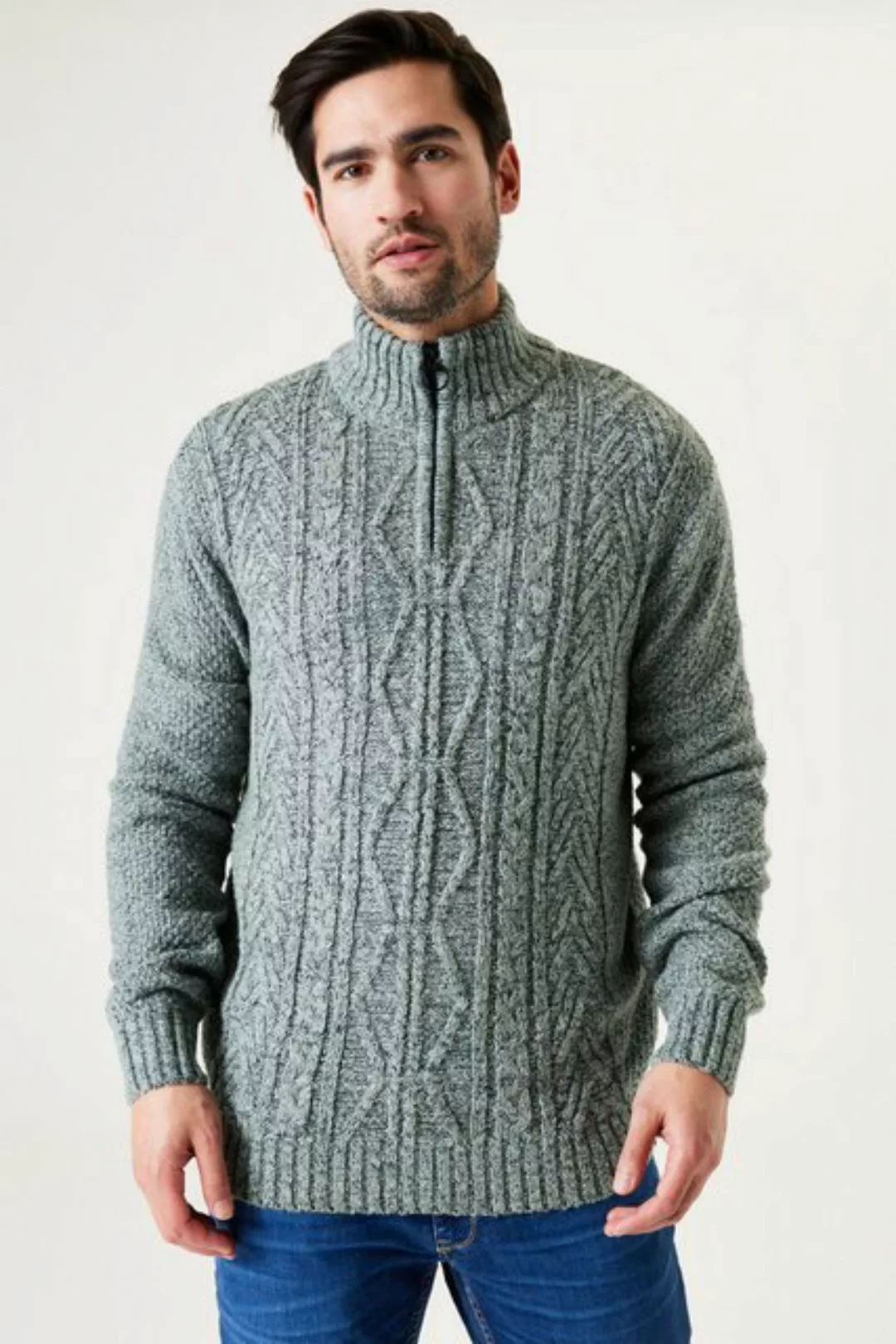 Garcia Strickpullover, mit Zipper und Zopfmuster günstig online kaufen