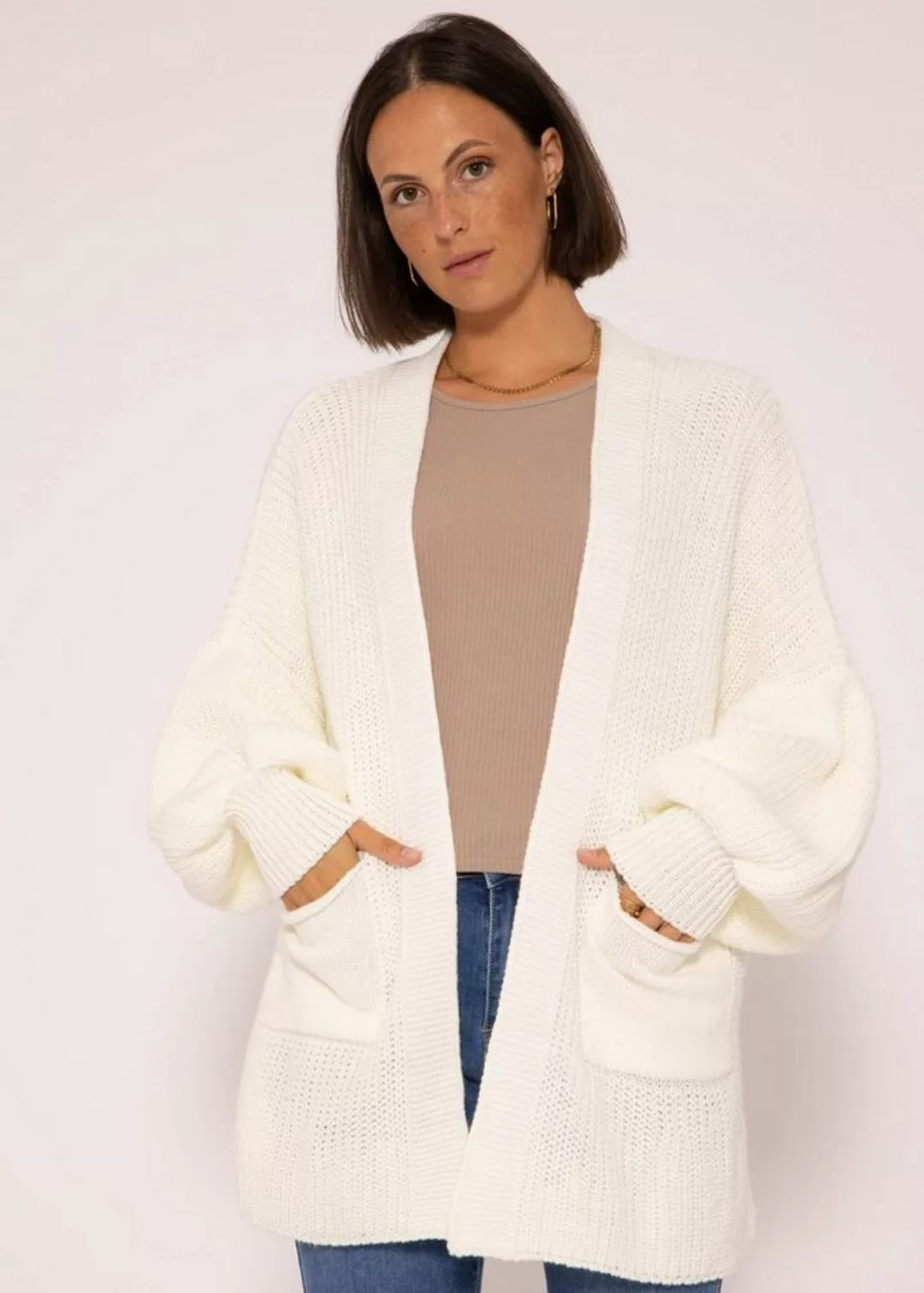 SASSYCLASSY Cardigan Oversize Strickjacke Damen aus weichem Grobstrick Läss günstig online kaufen