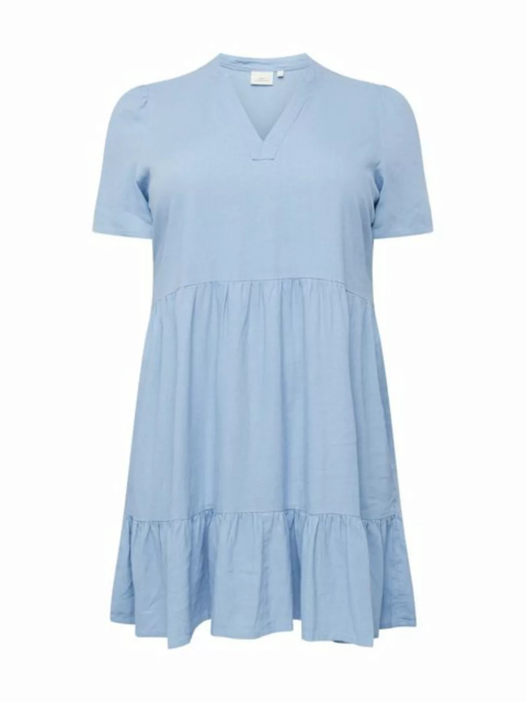 ONLY CARMAKOMA Minikleid "CARTIRI-CARO S/S V-NECK LIN DRESS TLR", mit Volan günstig online kaufen