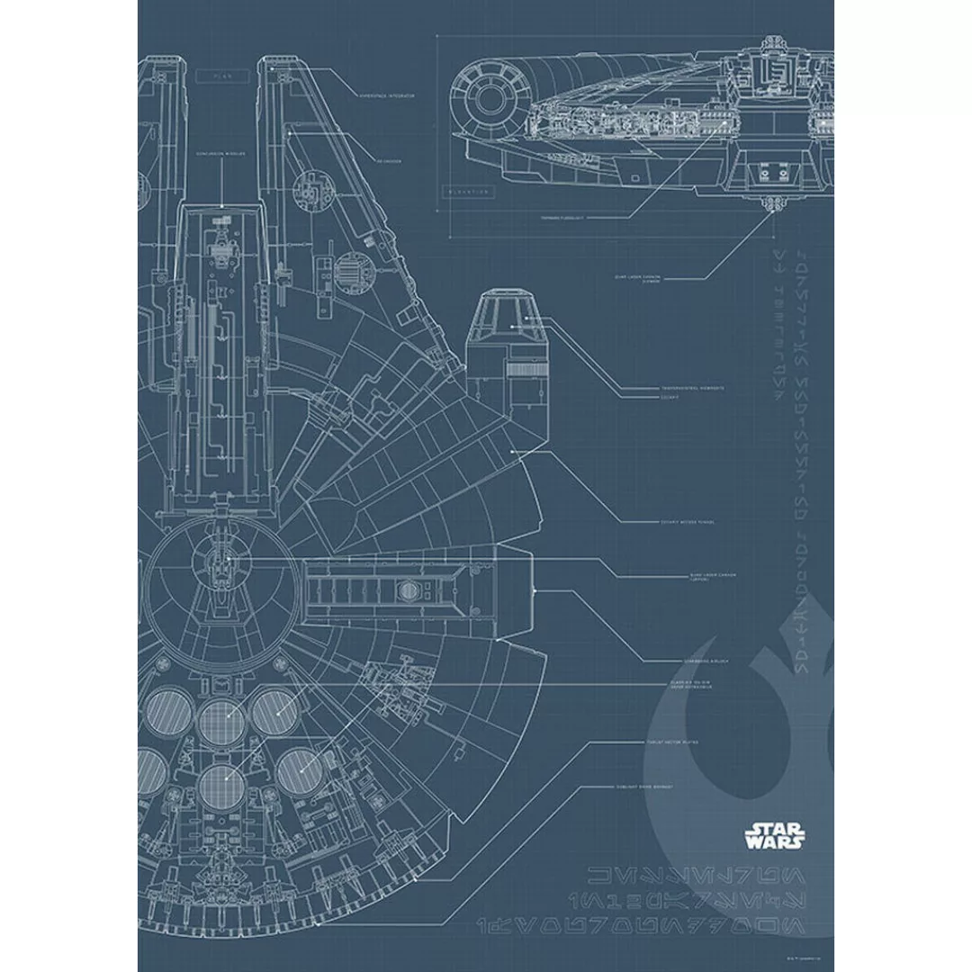 Komar Wandbild Star Wars Blueprint Falcon Star Wars B/L: ca. 50x70 cm günstig online kaufen