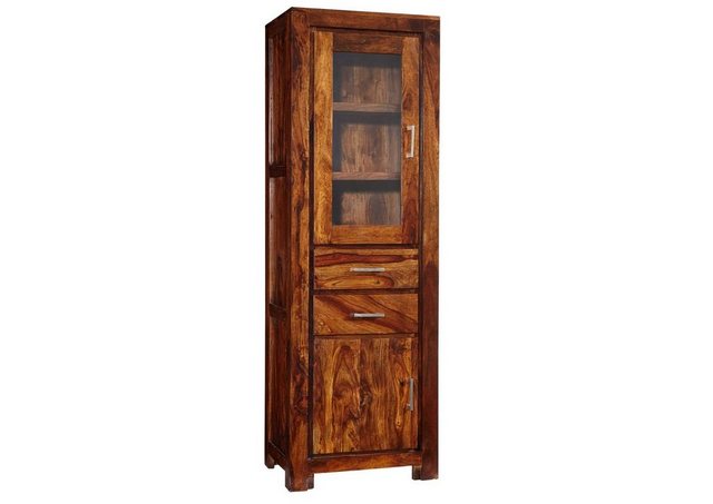 Massivmoebel24 Standvitrine (Vitrine Sheesham 60x40x180 life honey lackiert günstig online kaufen