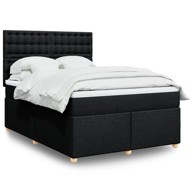 vidaXL Boxspringbett, Boxspringbett mit Matratze Schwarz 140x200 cm Stoff günstig online kaufen