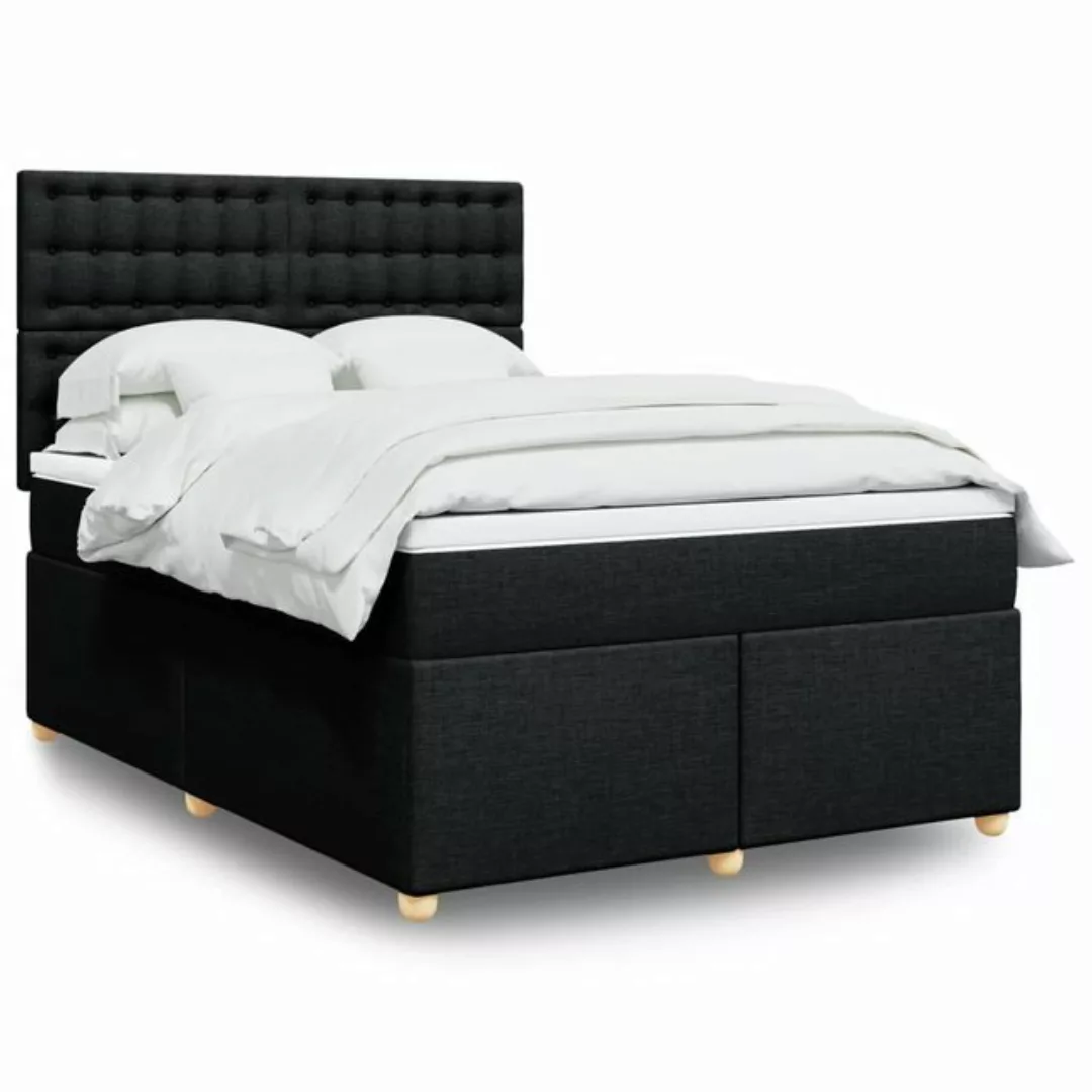 vidaXL Boxspringbett, Boxspringbett mit Matratze Schwarz 140x190 cm Stoff günstig online kaufen