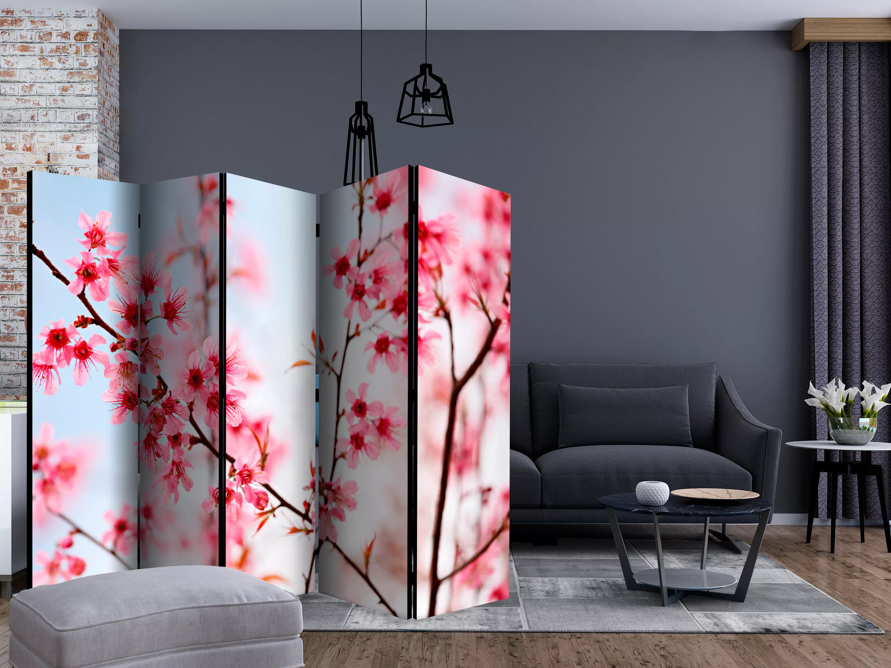 5-teiliges Paravent - Symbol Of Japan - Sakura Flowers Ii [room Dividers] günstig online kaufen