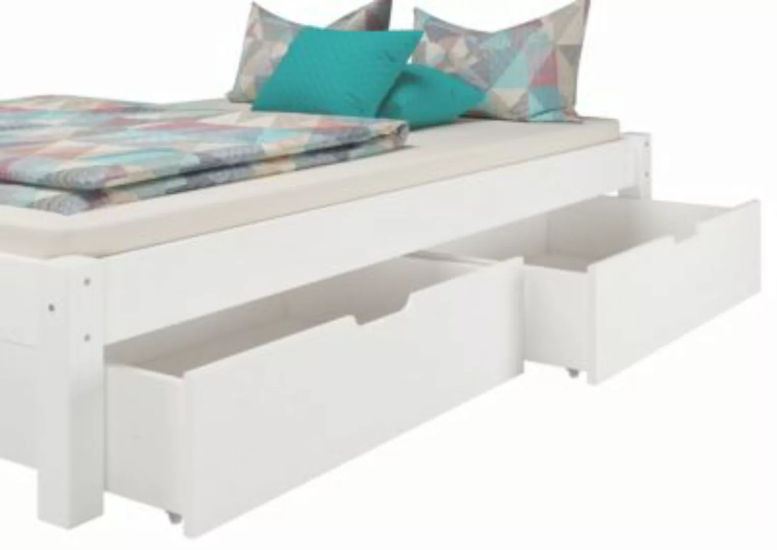 Erst-Holz® Bettkasten Doppelbetten - 3-teilig - Kiefer Weiß weiß  Erwachsen günstig online kaufen