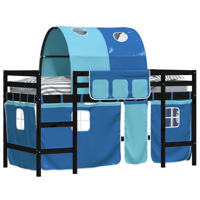 vidaXL Kinderbett Kinderhochbett mit Tunnel Blau 90x190 cm Massivholz Kiefe günstig online kaufen