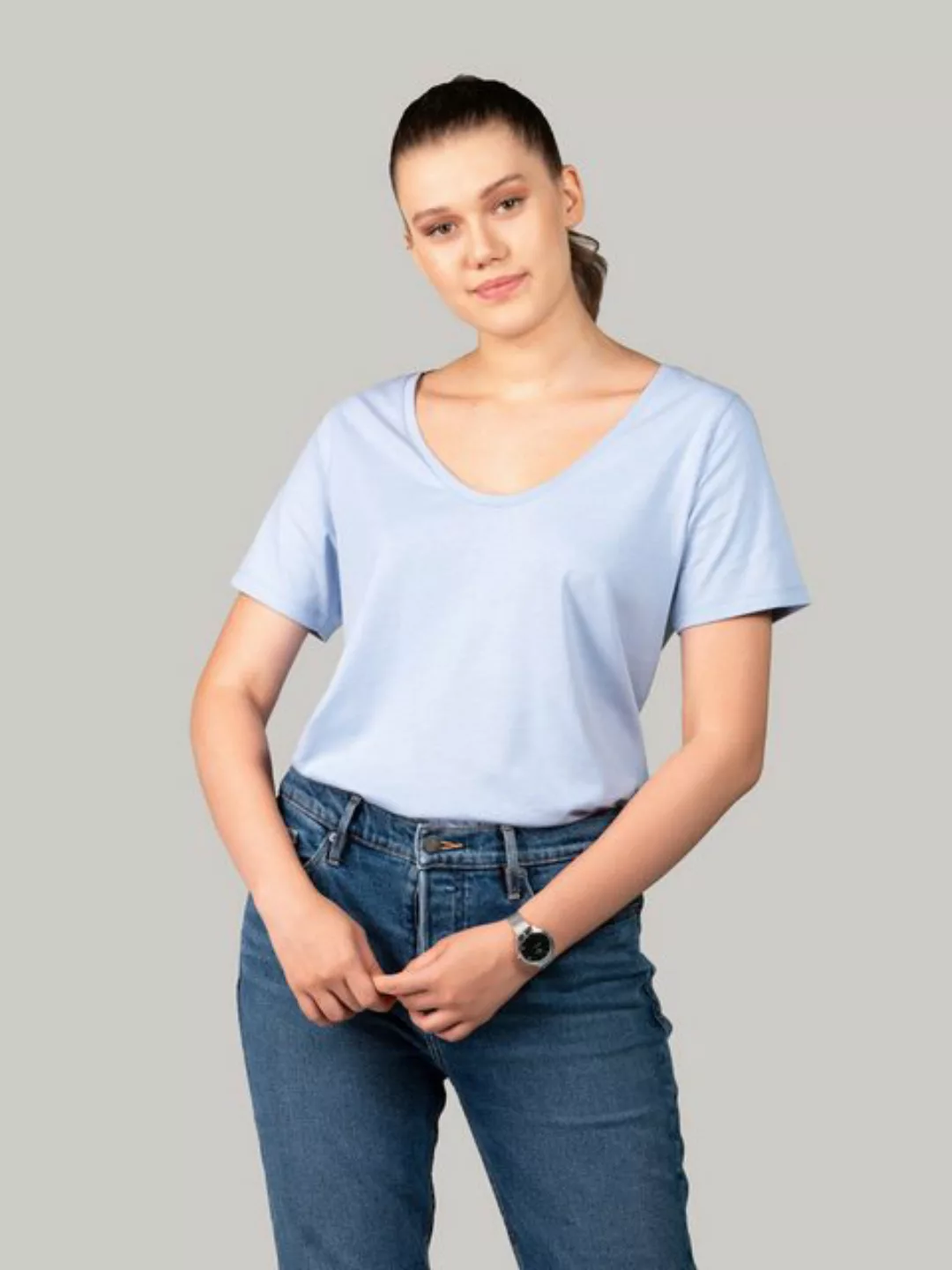BLUVERD V-Shirt Übergroßes T-Shirt mit V-Ausschnitt günstig online kaufen