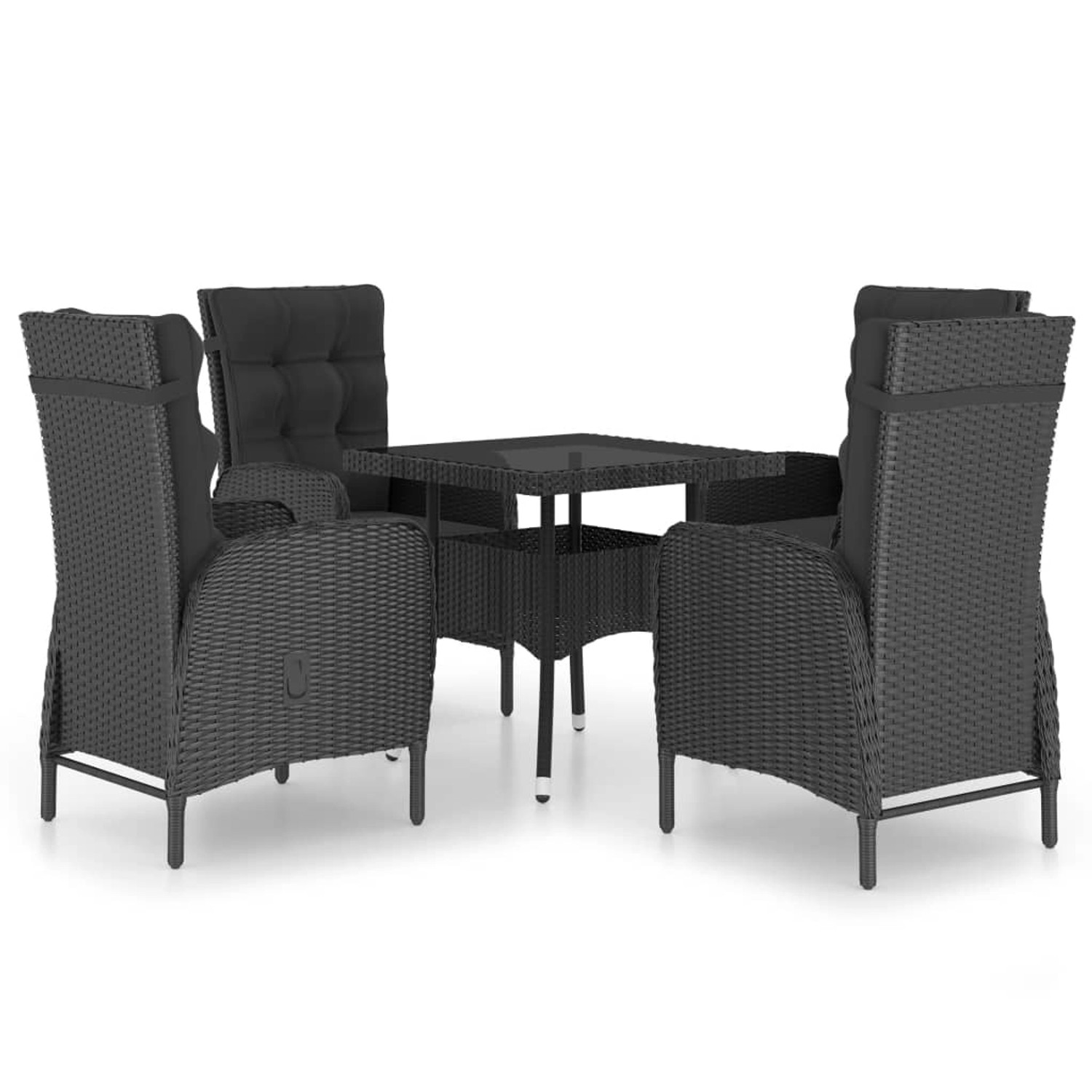 vidaXL 5-tlg Garten-Essgruppe Poly Rattan und Glas Schwarz günstig online kaufen