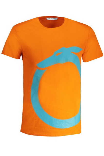 Trussardi T-Shirt Herren-T-Shirt Orange: Kurzarm, Rundhals, Bedruckt günstig online kaufen