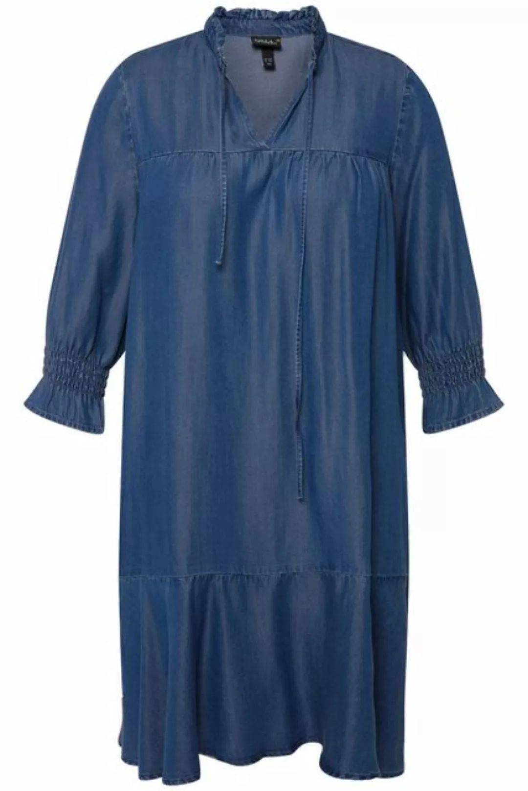 Ulla Popken Jerseykleid Lyocell-Kleid Jeansoptik Tunika-Ausschnitt 3/4-Arm günstig online kaufen