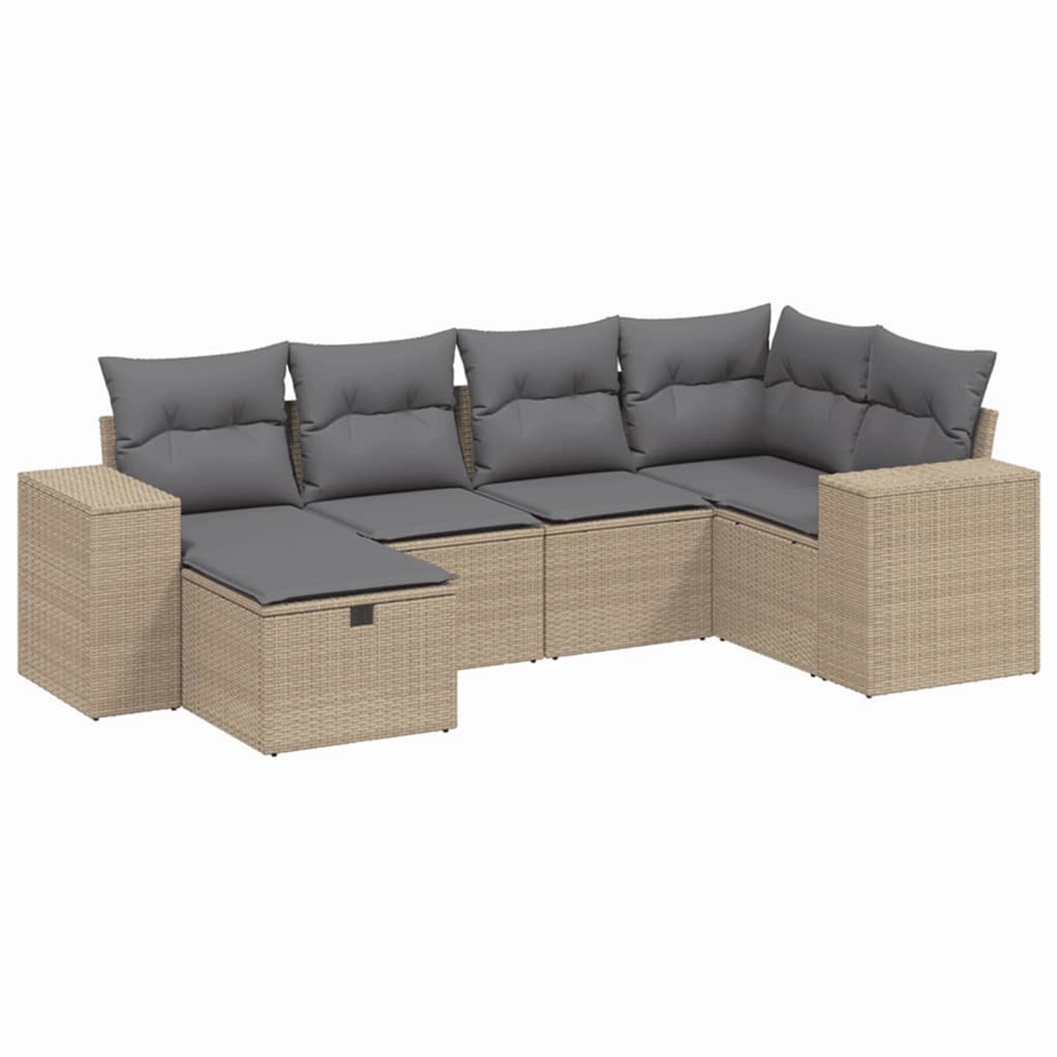 vidaXL 6-tlg Garten-Sofagarnitur mit Kissen Beige Poly Rattan Modell 160 günstig online kaufen