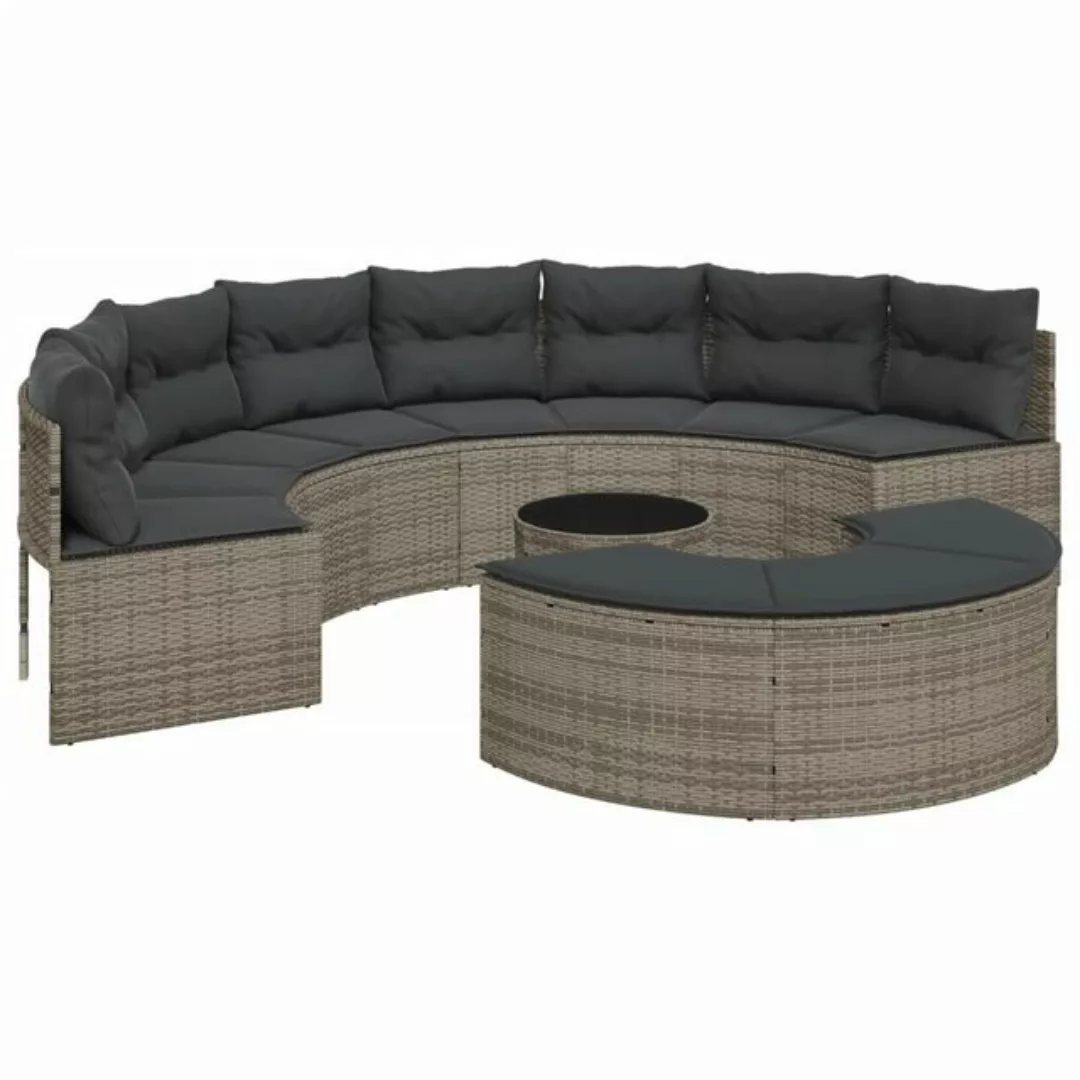 vidaXL Loungesofa 3-tlg. Garten-Sofagarnitur Halbrund Grau Poly Rattan, 1 T günstig online kaufen