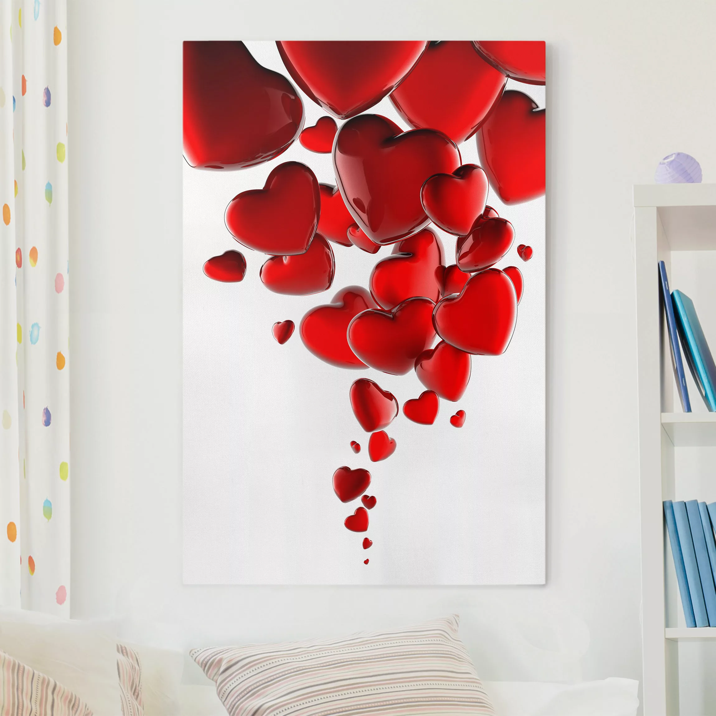 Leinwandbild Liebe - Hochformat Herzballons günstig online kaufen