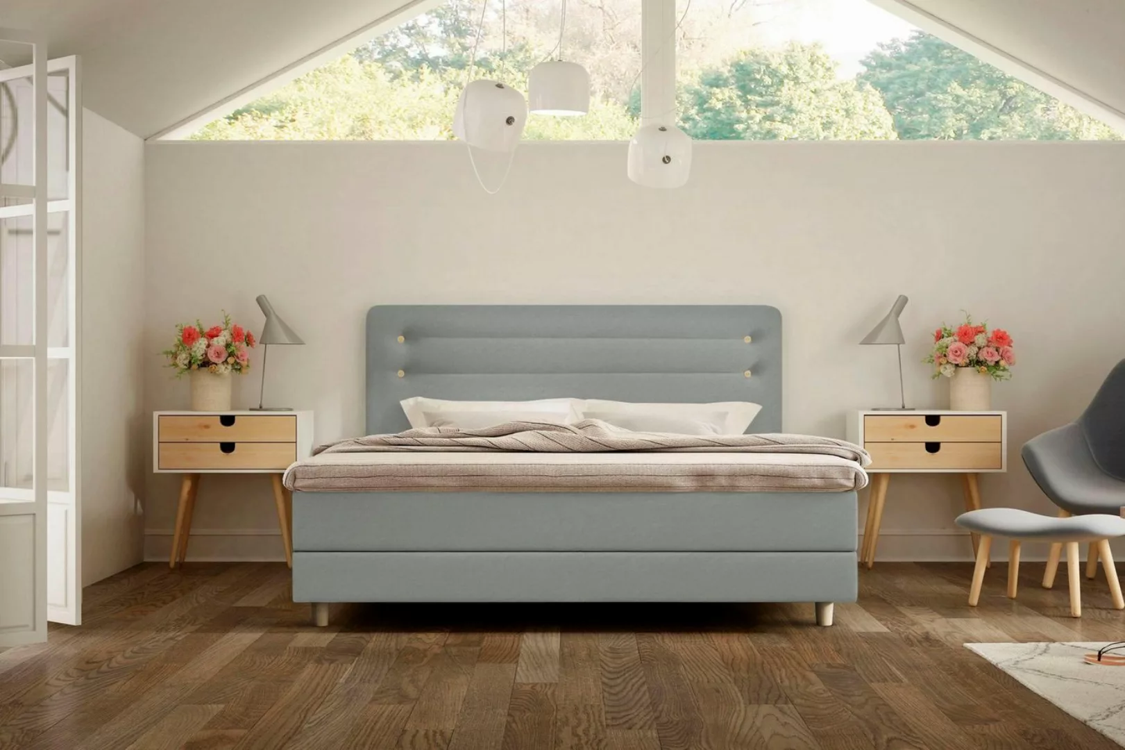 Schlaraffia Boxspringbett Fidelio, inkl GELTEX® Next Topper, Holzfuß in Eic günstig online kaufen