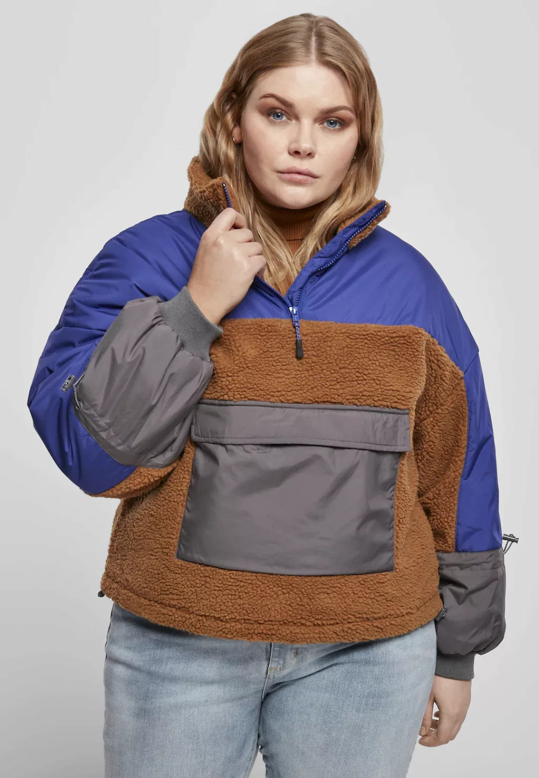 URBAN CLASSICS Allwetterjacke "Urban Classics Damen Ladies Sherpa 3-Tone Pu günstig online kaufen