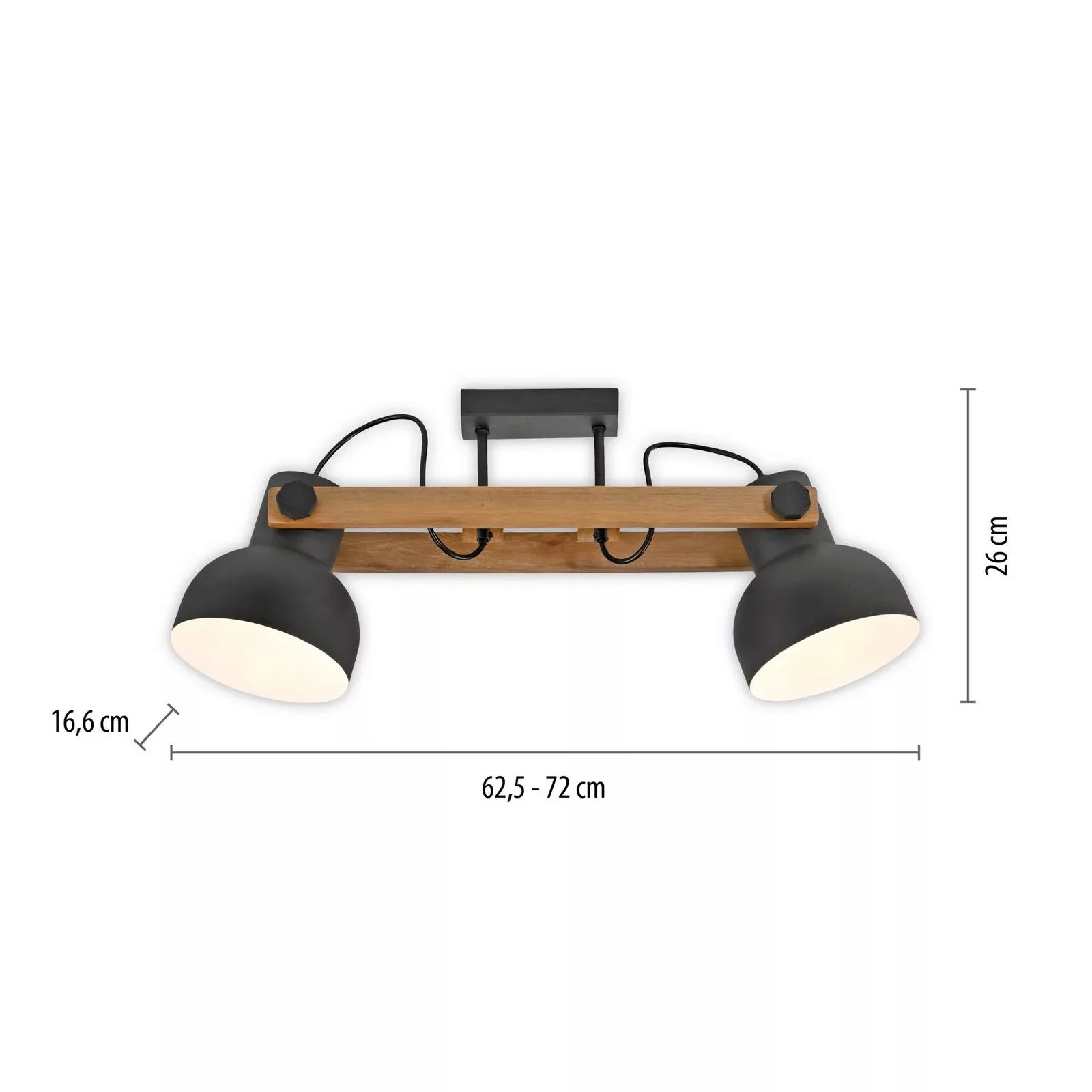 JUST LIGHT. Deckenleuchte Cup 2.0, 2-flammig schwarz, Metall günstig online kaufen