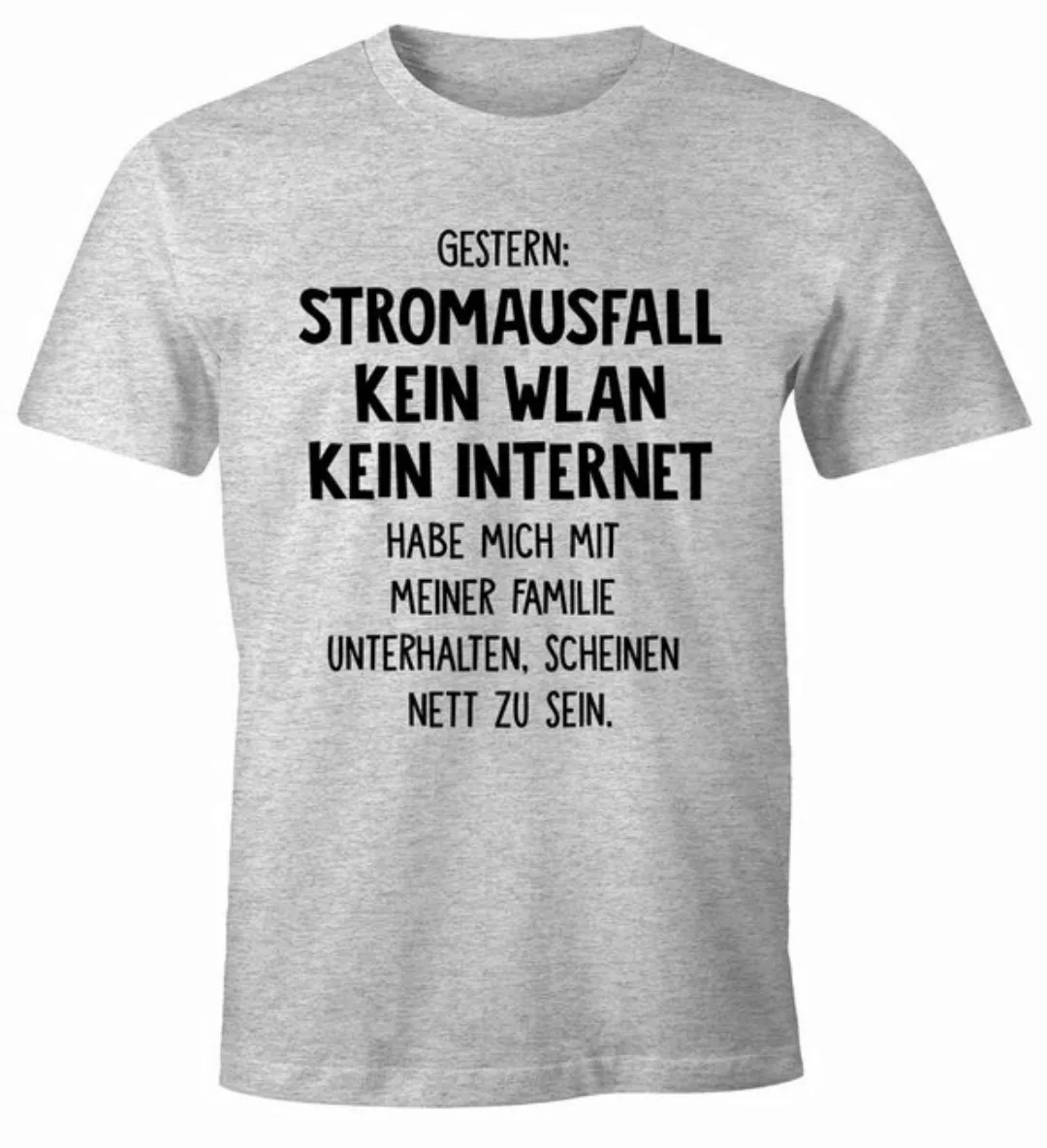 MoonWorks Print-Shirt Herren T-Shirt Gestern: Stromausfall Kein WLAN Kein I günstig online kaufen