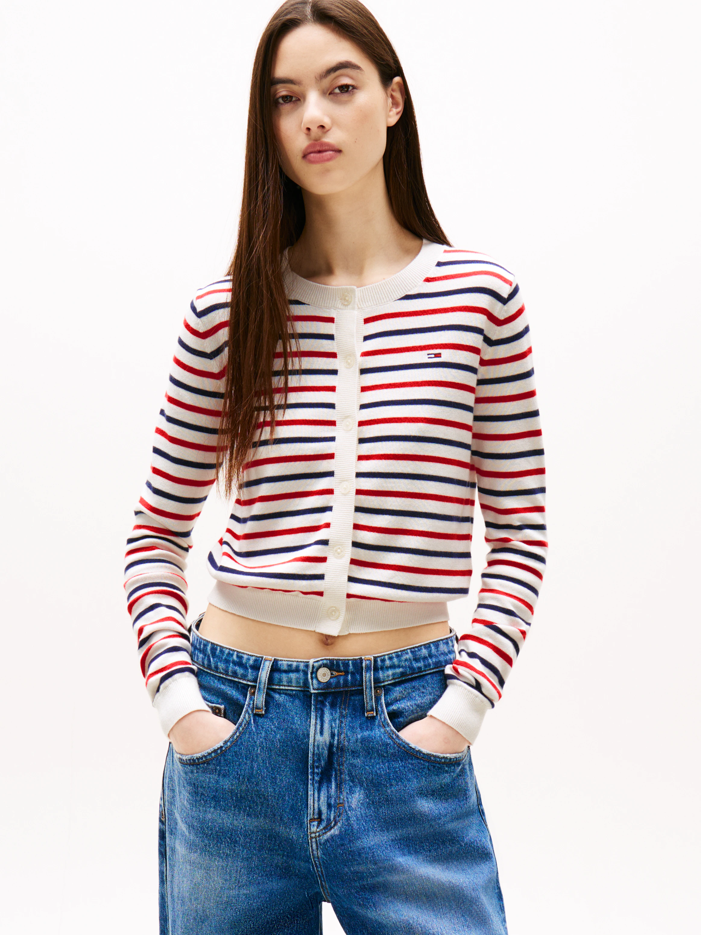 Tommy Jeans Strickjacke "TJW ESSENTIAL CREW NECK CARDIGAN" günstig online kaufen
