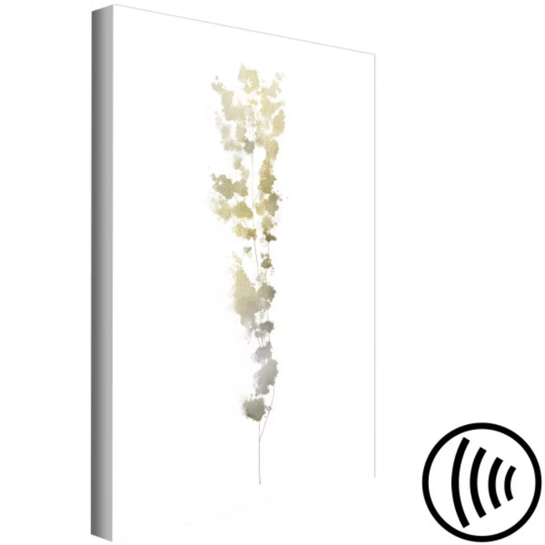 Leinwandbild Filigraner Zweig - moderne Abstraktion in Weiß mit einem Pflan günstig online kaufen