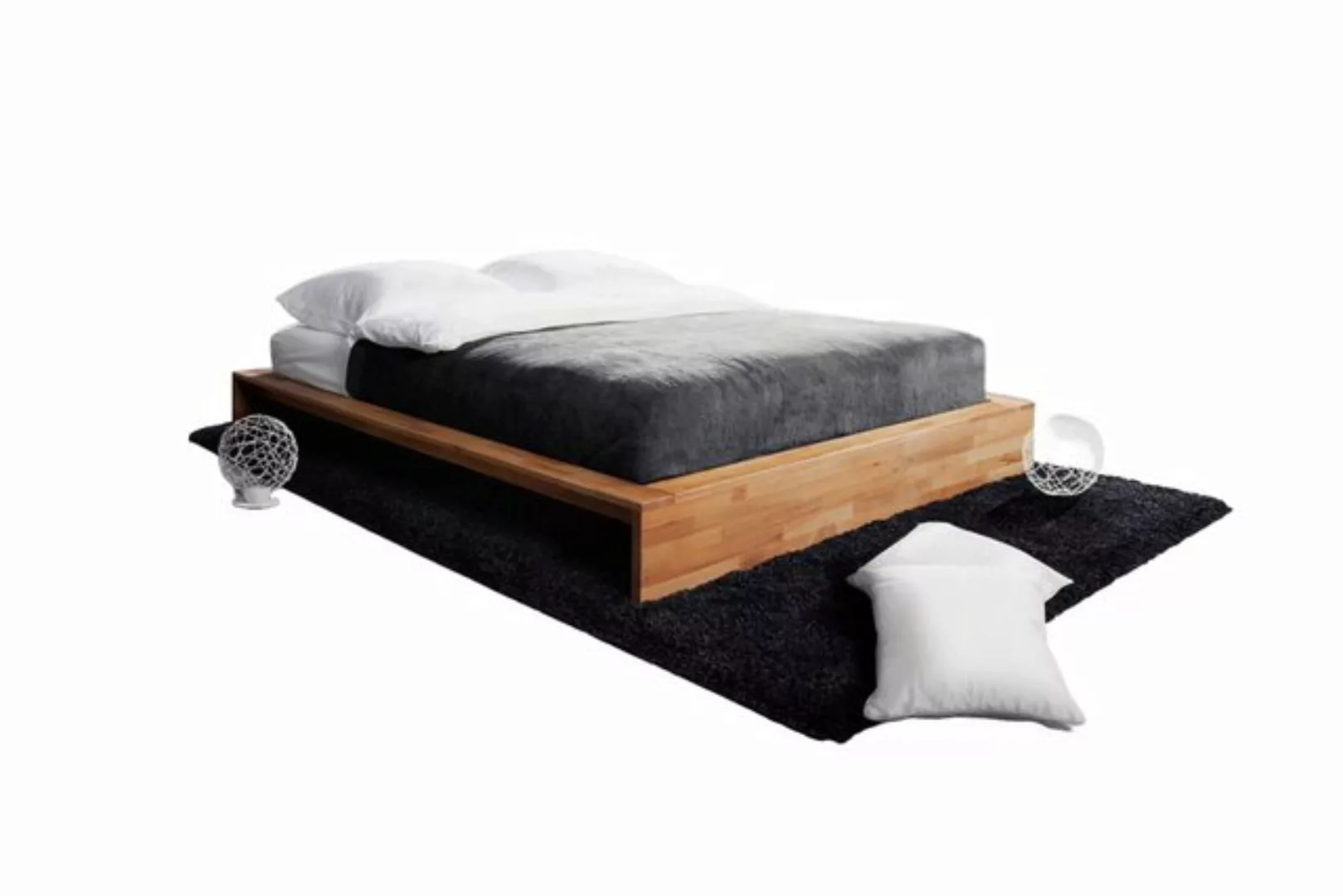 Natur24 Einzelbett Bett Lubic 3 Sonderl. 100x210 Kernbuche o. Kopfteil mit günstig online kaufen