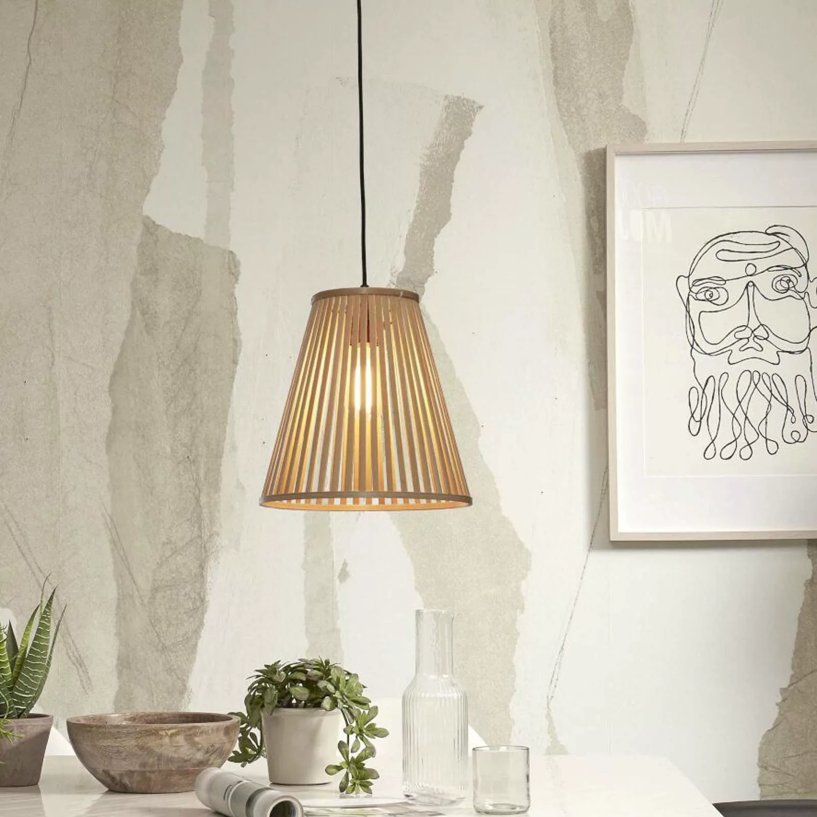 GOOD & MOJO Merapi Pendel Kegel 30cm natur günstig online kaufen