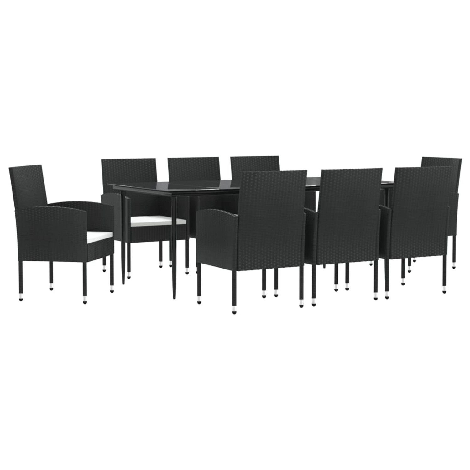 vidaXL 9-Tlg Garten-Essgruppe Schwarz Poly Rattan und Stahl 3203311 günstig online kaufen