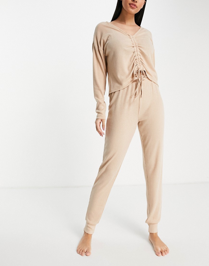 New Look – Gerippte Jogginghose in Camel, Kombiteil-Neutral günstig online kaufen