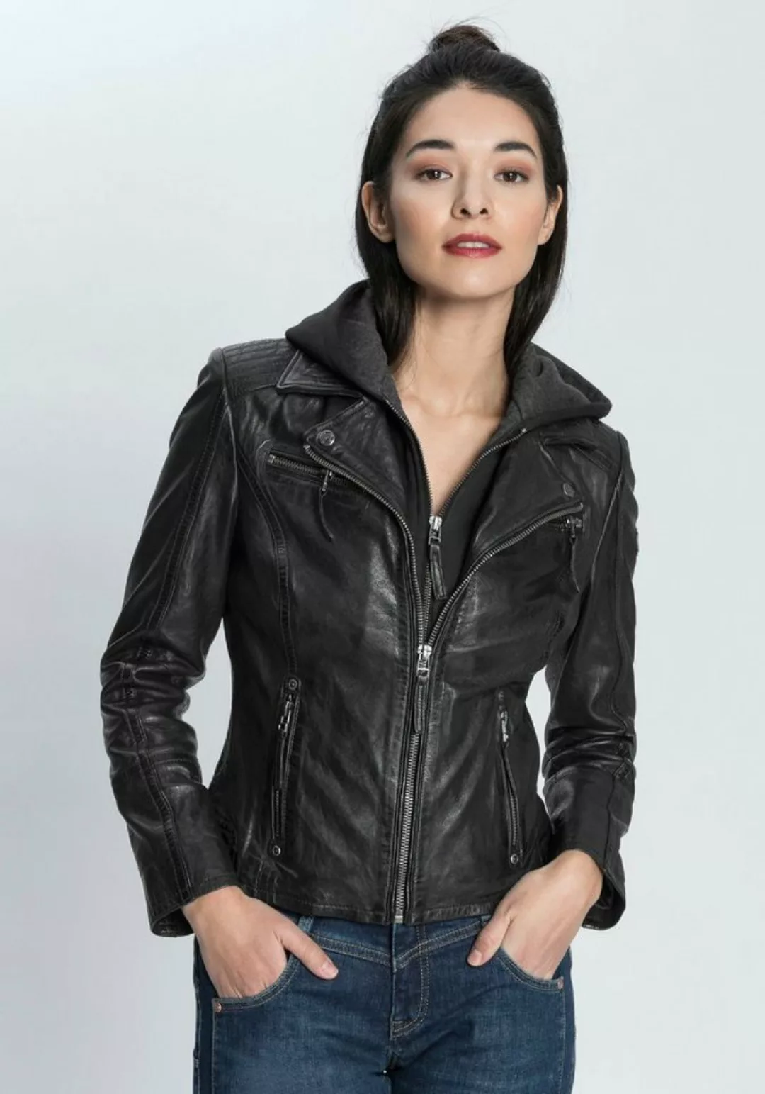 Gipsy Lederjacke Nola2 coole Biker mit Turndown Kragen & herausnehmbarem Ka günstig online kaufen