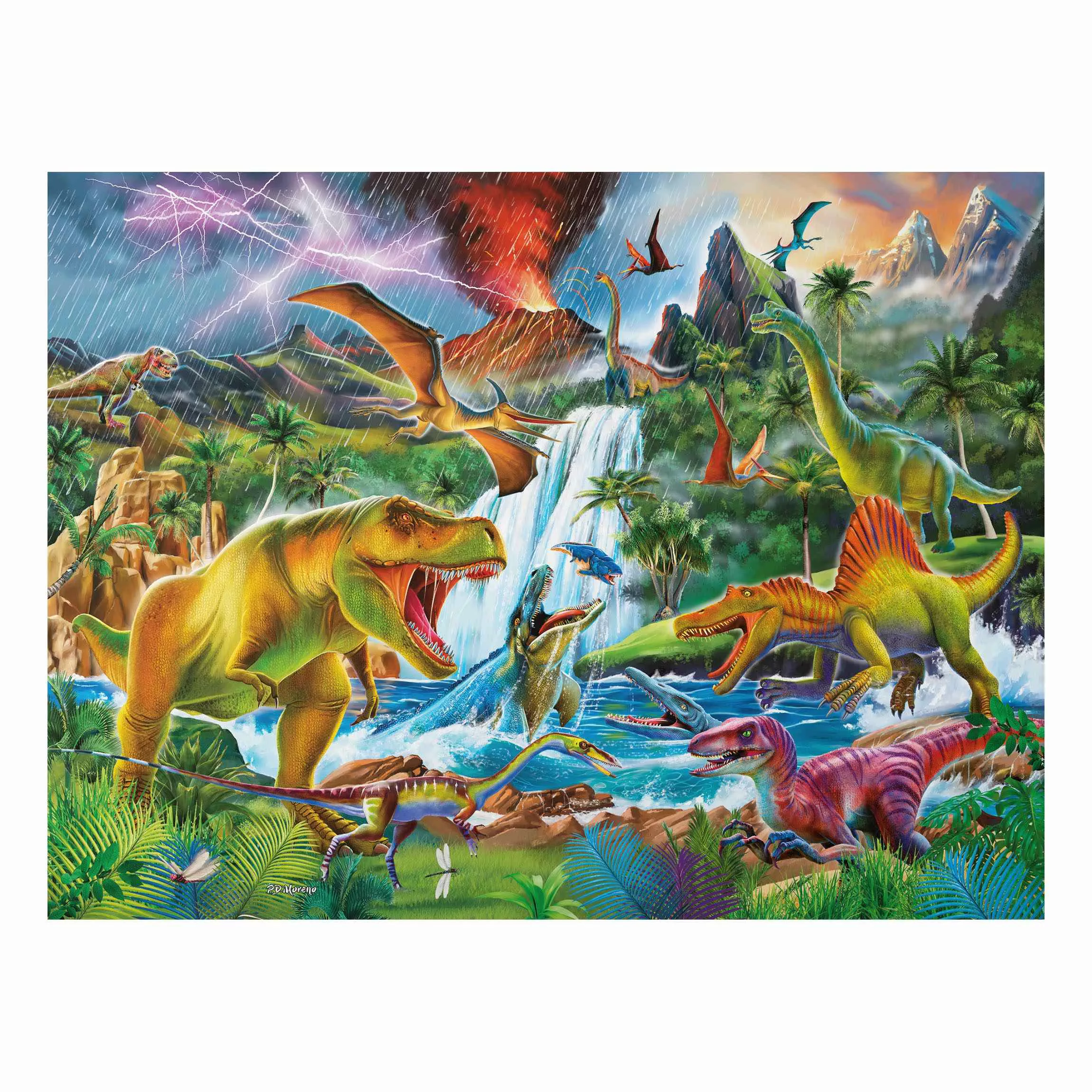 Alu-Dibond Bild Dinosaurier im Urzeitgewitter günstig online kaufen