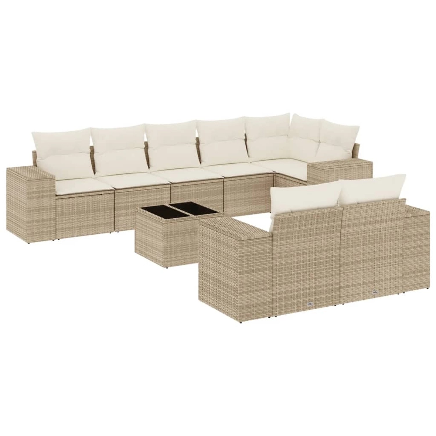 vidaXL 9-Tlg Garten-Sofagarnitur mit Kissen Beige Poly Rattan 3255165 günstig online kaufen