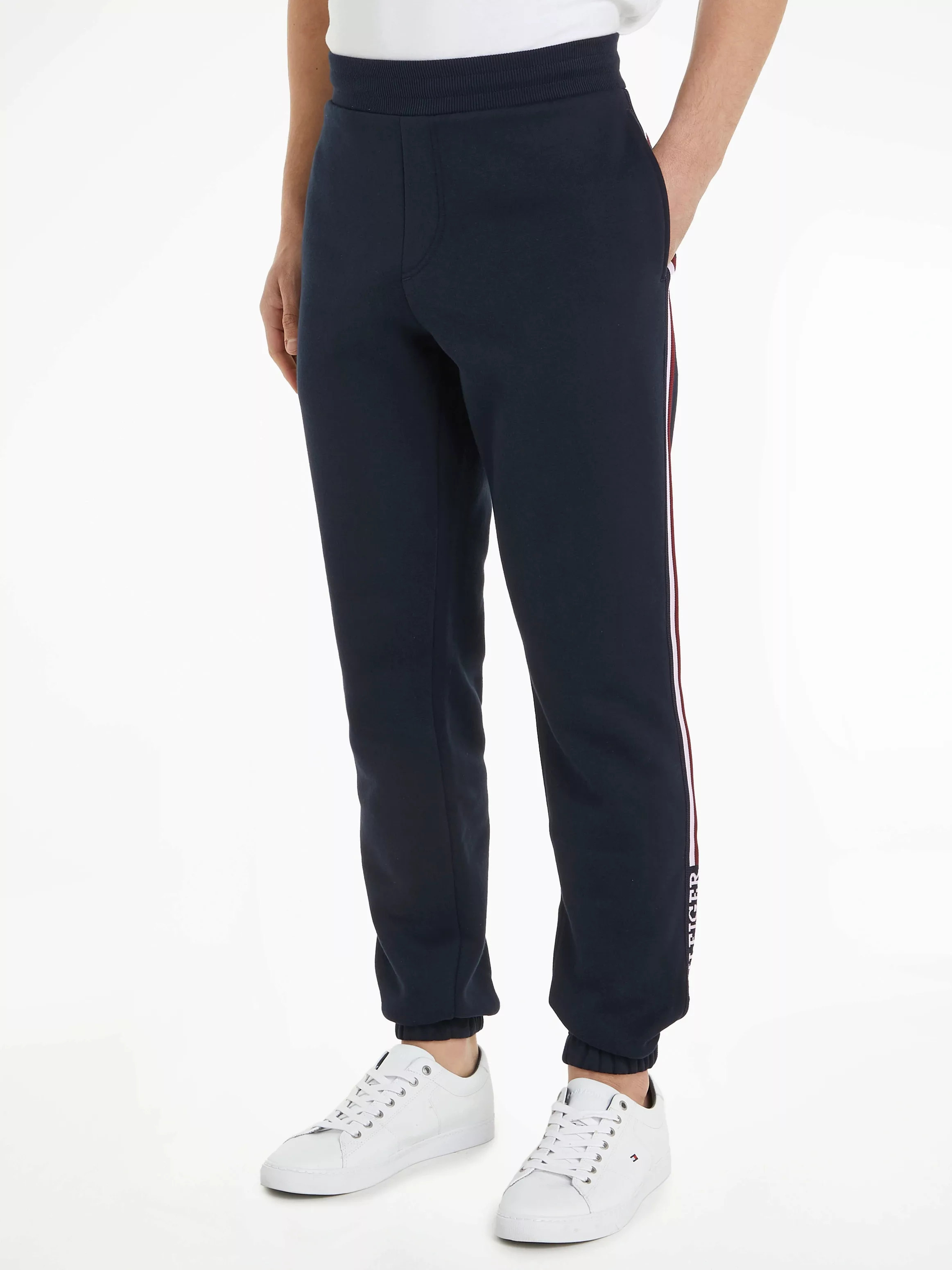 Tommy Hilfiger Sweathose "GLOBAL STRIPE SWEATPANTS", mit Logo am Bein günstig online kaufen