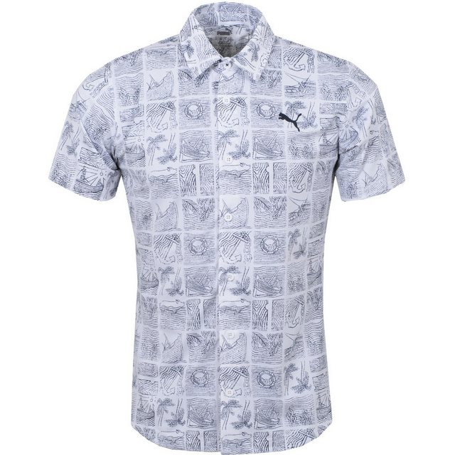 PUMA Poloshirt Puma Polo Shipwrecked Button Down Weiß-Blau Herren L günstig online kaufen