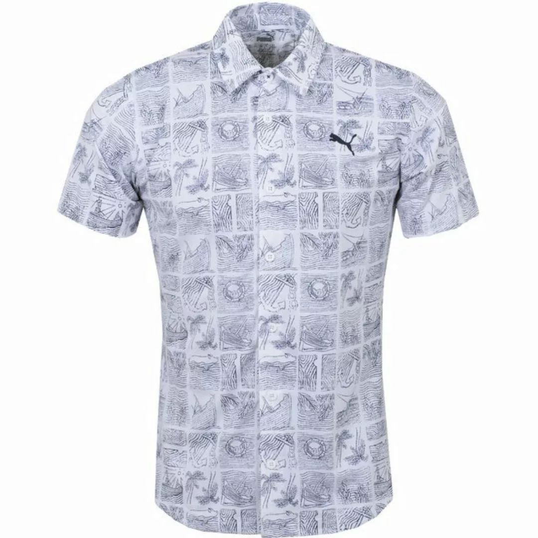 PUMA Poloshirt Puma Golf Polo Shipwrecked Button Down Weiß-Blau Herren günstig online kaufen