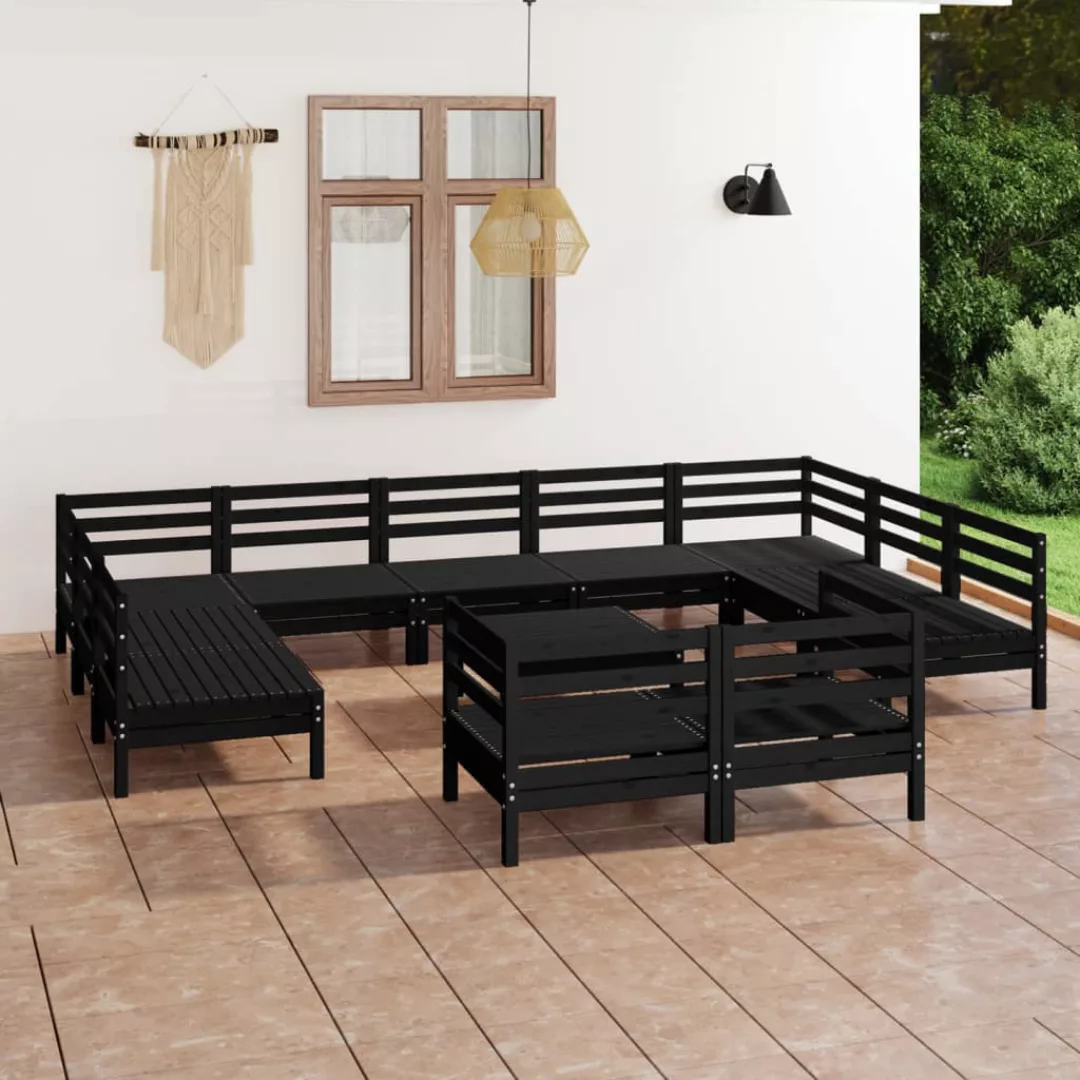 12-tlg. Garten-lounge-set Schwarz Massivholz Kiefer günstig online kaufen