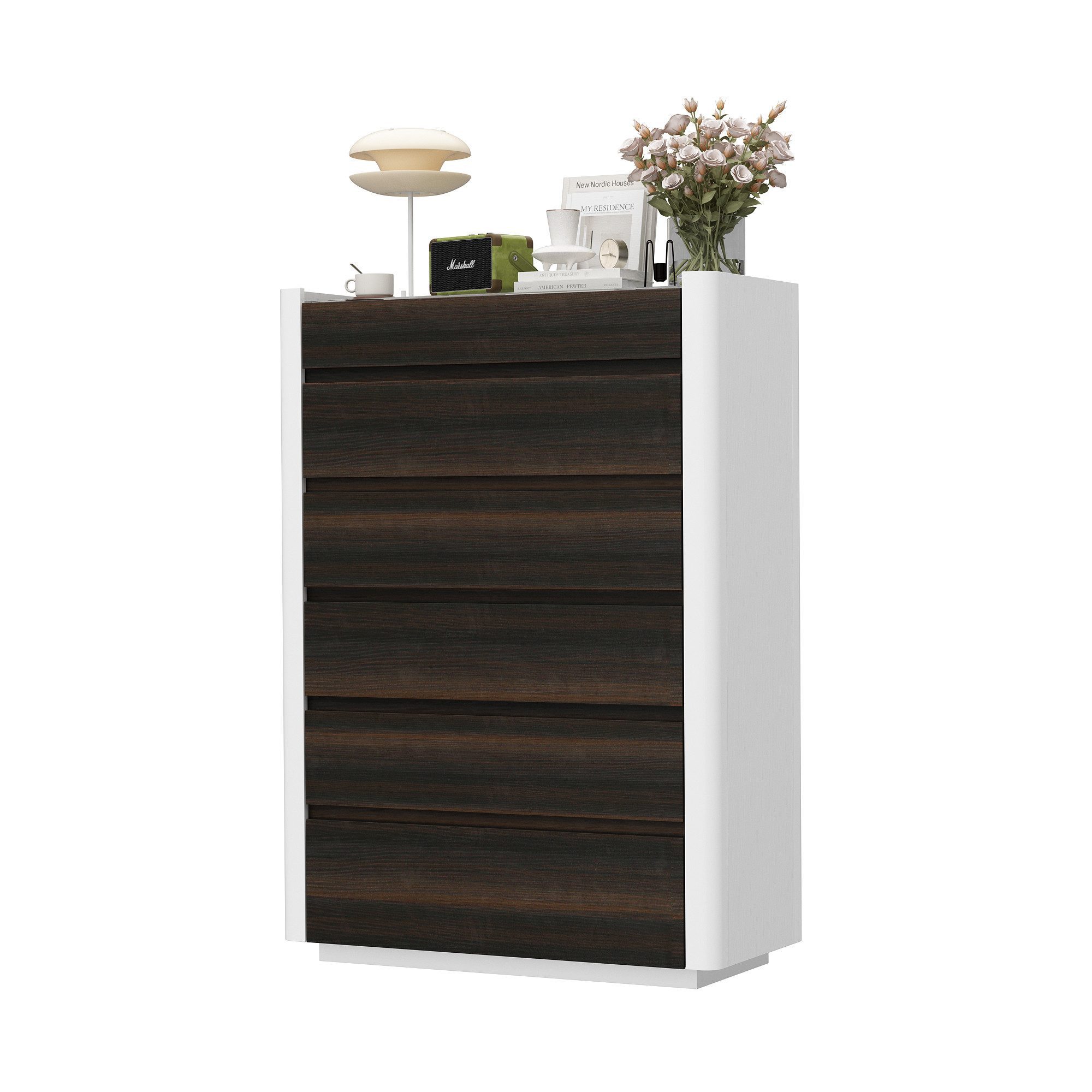 FUFU&GAGA Schmuckschrank Kommode Weiß + Braun, günstig online kaufen
