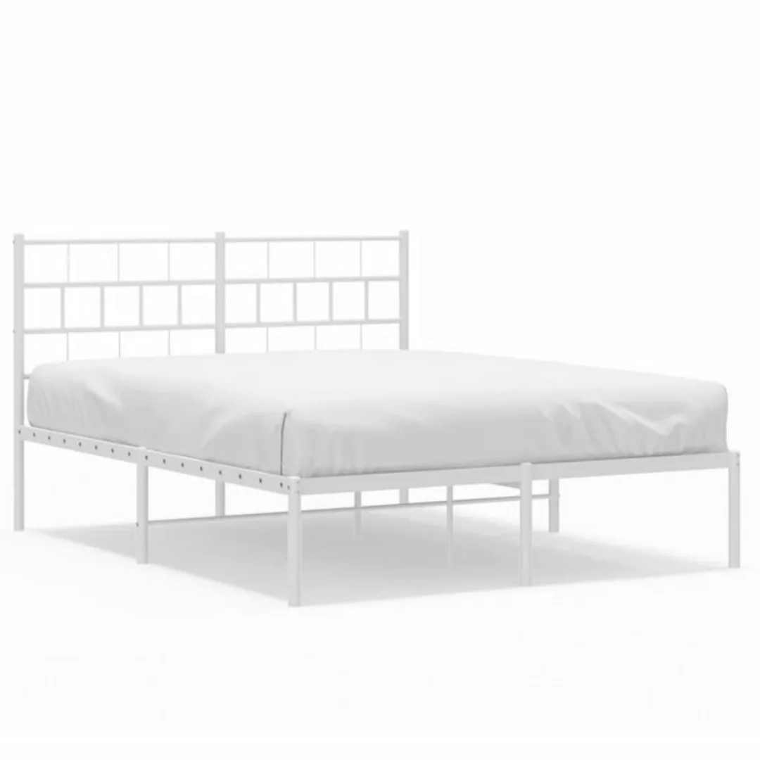 vidaXL Bettgestell Bettrahmen mit Kopfteil Metall Weiß 120x190 cm Bett Bett günstig online kaufen